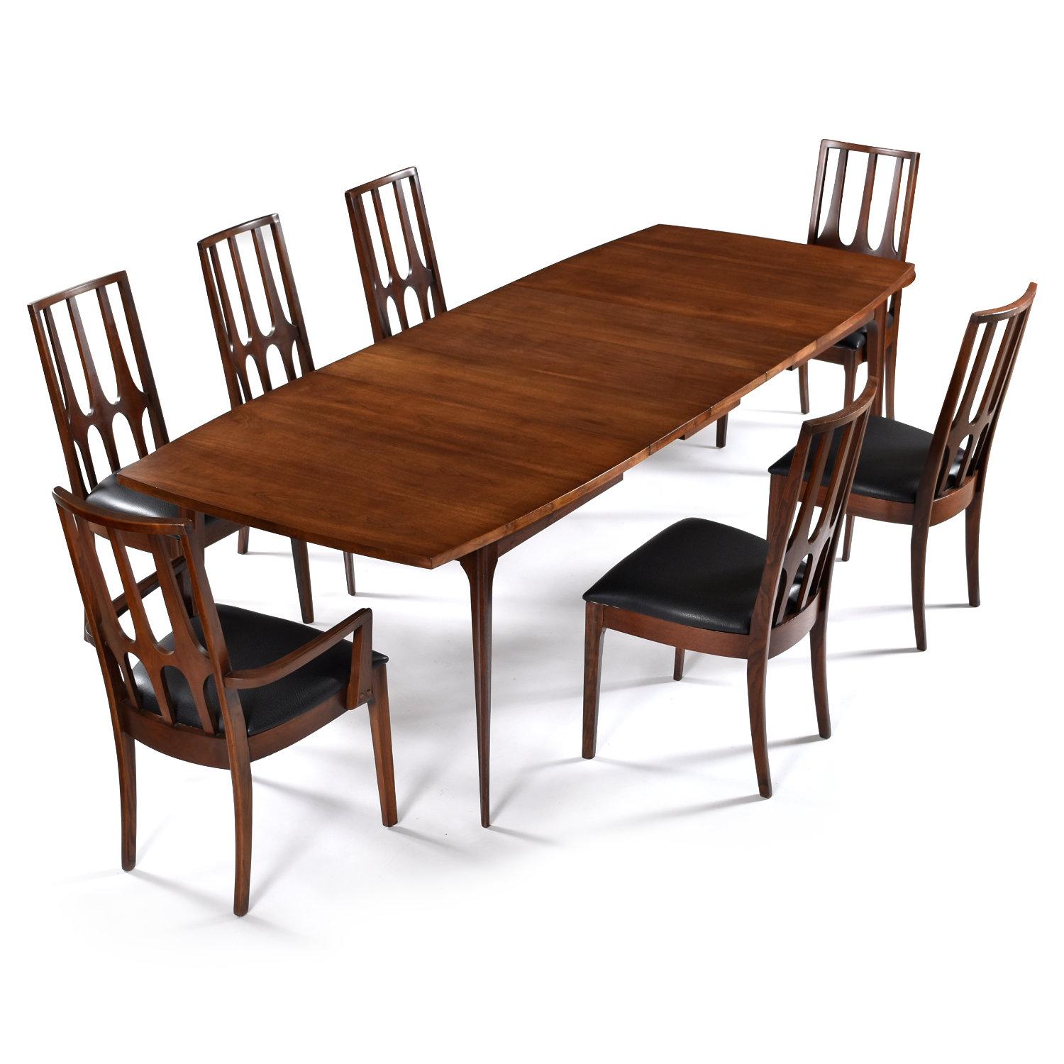 Mid-Century Modern Massive Broyhill Brasilia Extending Walnut Dining Table with Three Leaves