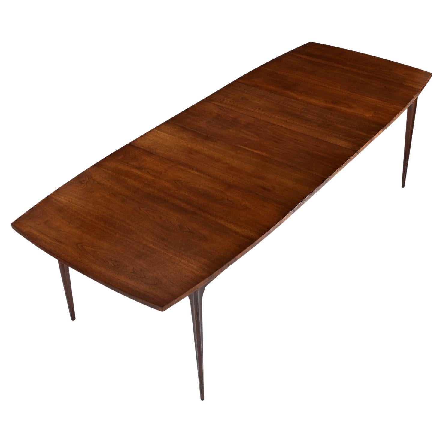 Massive Broyhill Brasilia Extending Walnut Dining Table with Three Leaves