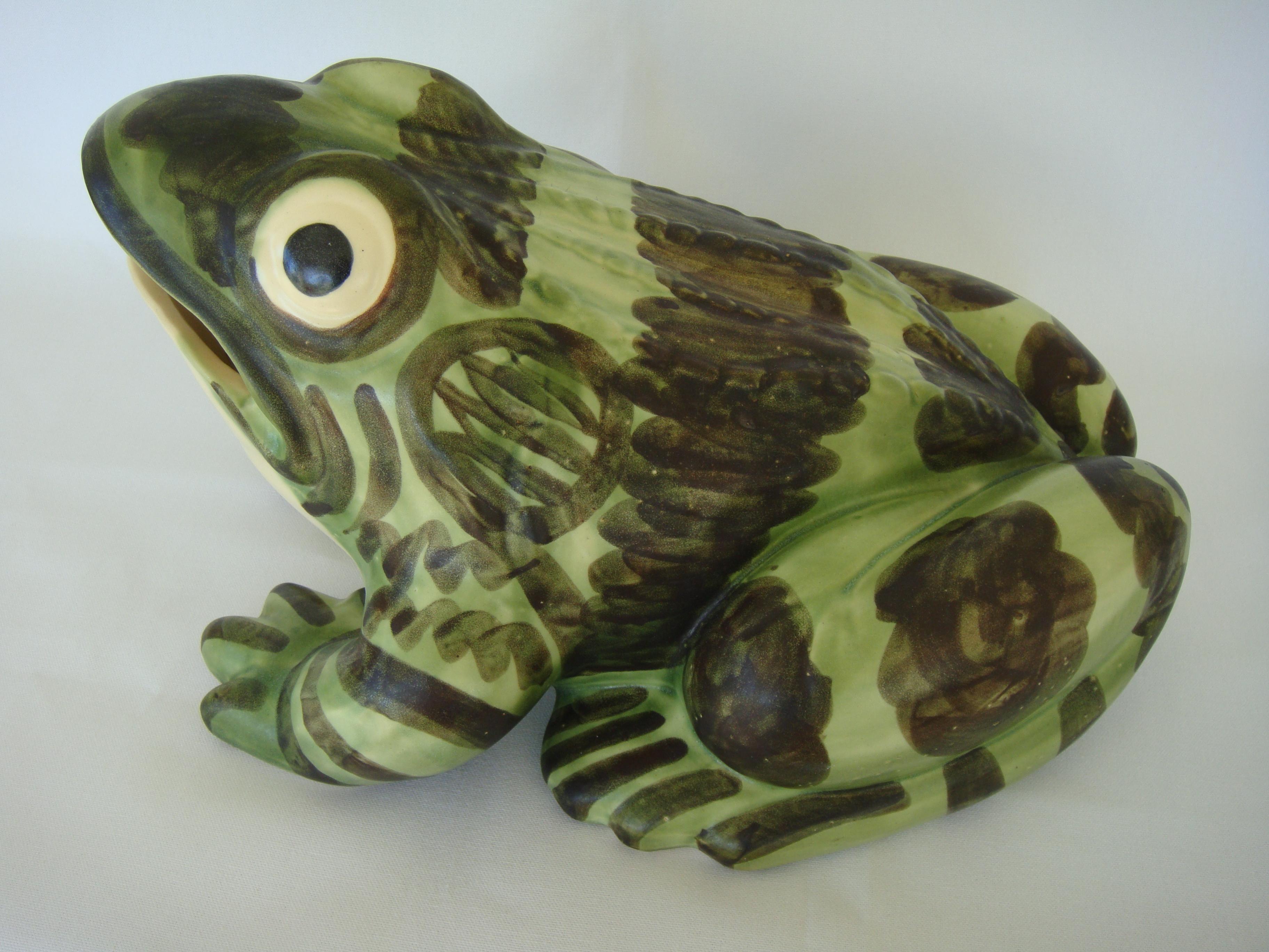 Massive Brush McCoy Hand-Painted Ceramic Frog Sculpture 1