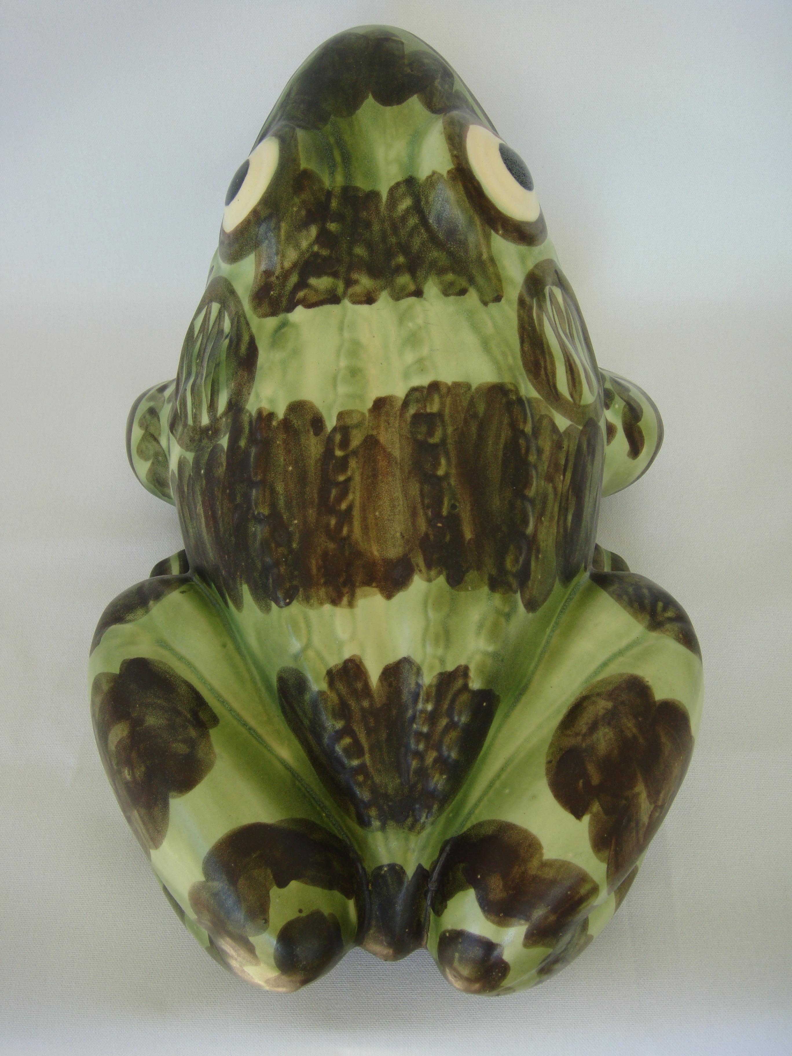 Massive Brush McCoy Hand-Painted Ceramic Frog Sculpture 2