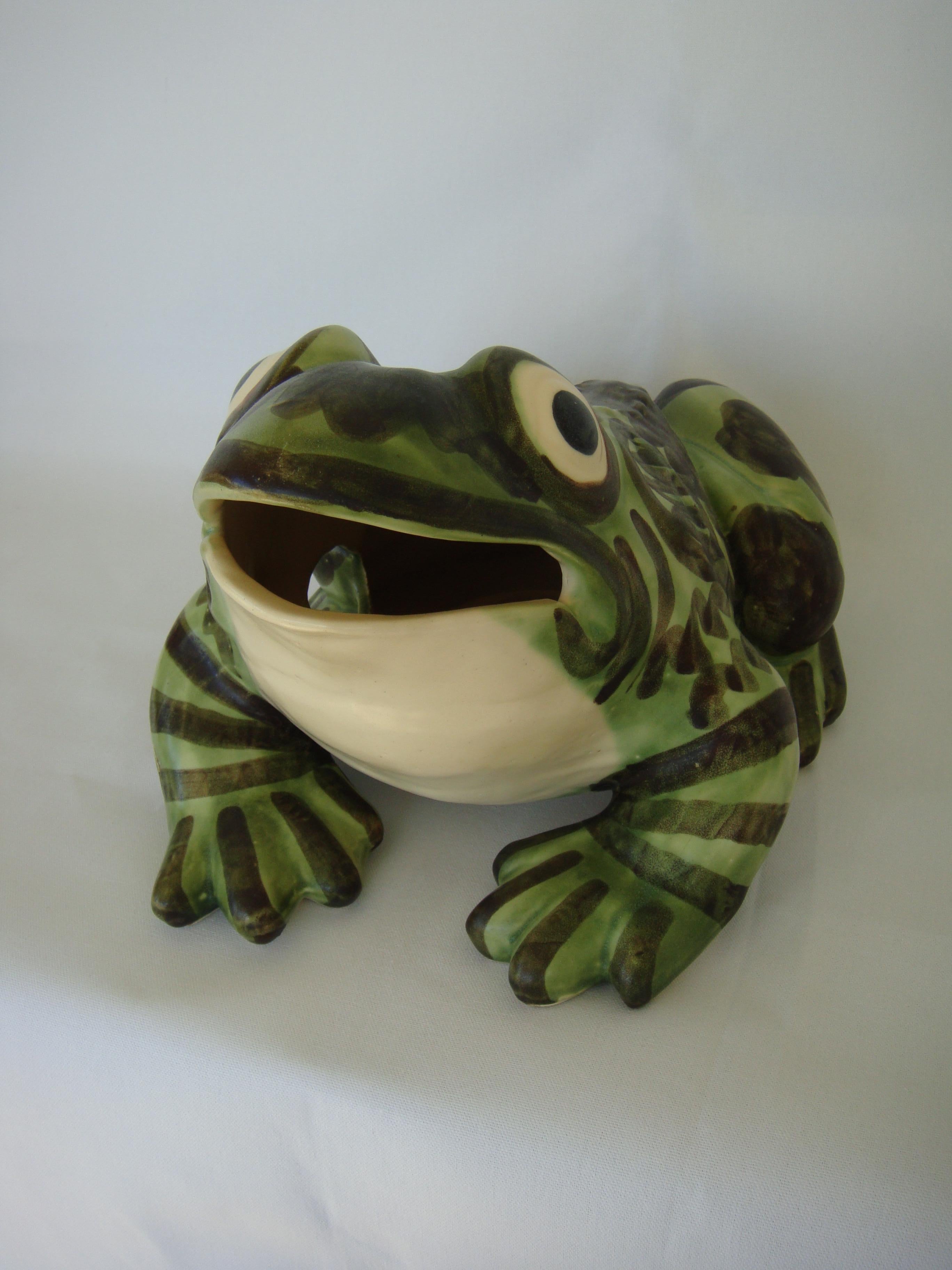 Mid-Century Modern Massive Brush McCoy Hand-Painted Ceramic Frog Sculpture