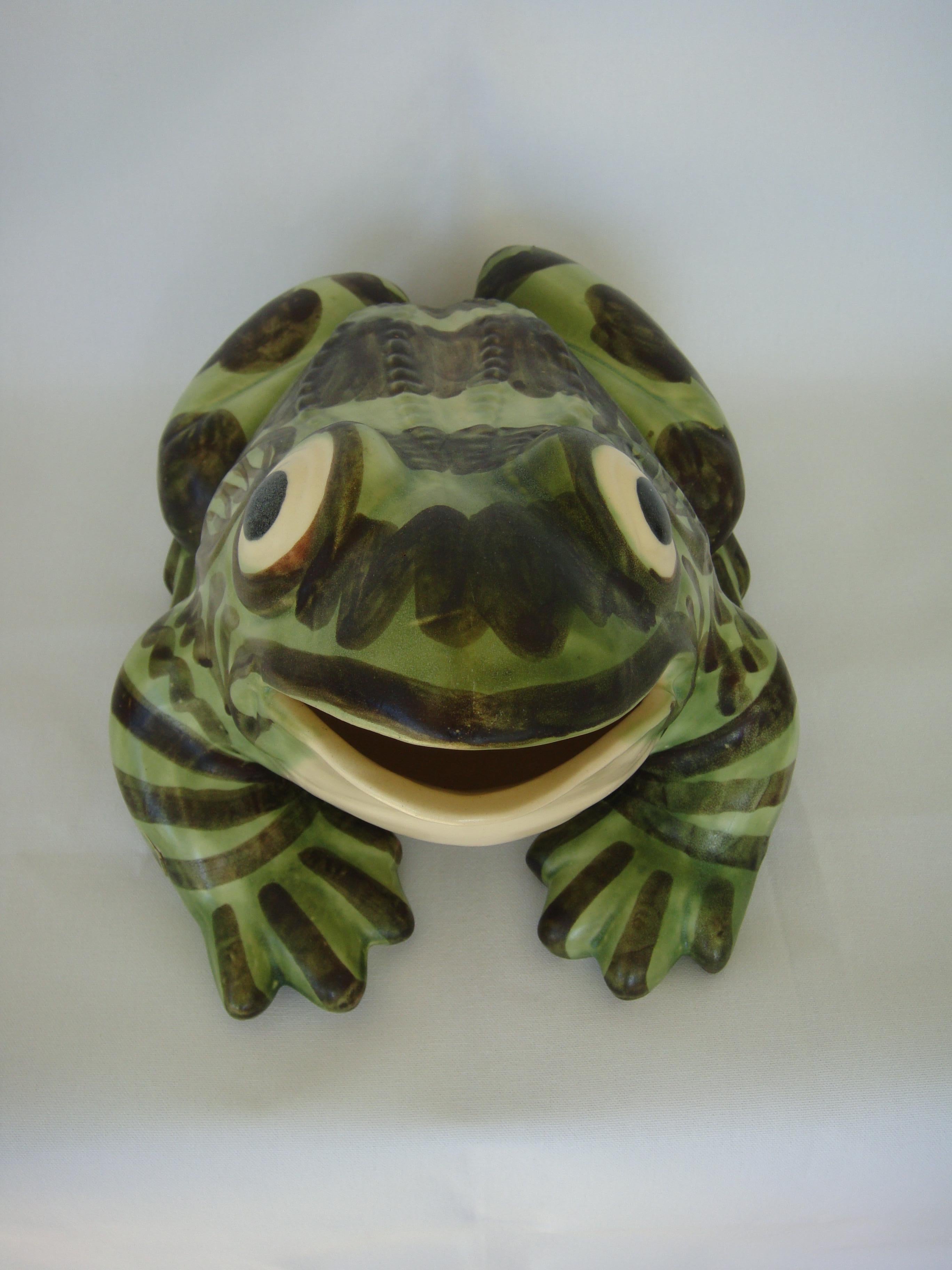 American Massive Brush McCoy Hand-Painted Ceramic Frog Sculpture