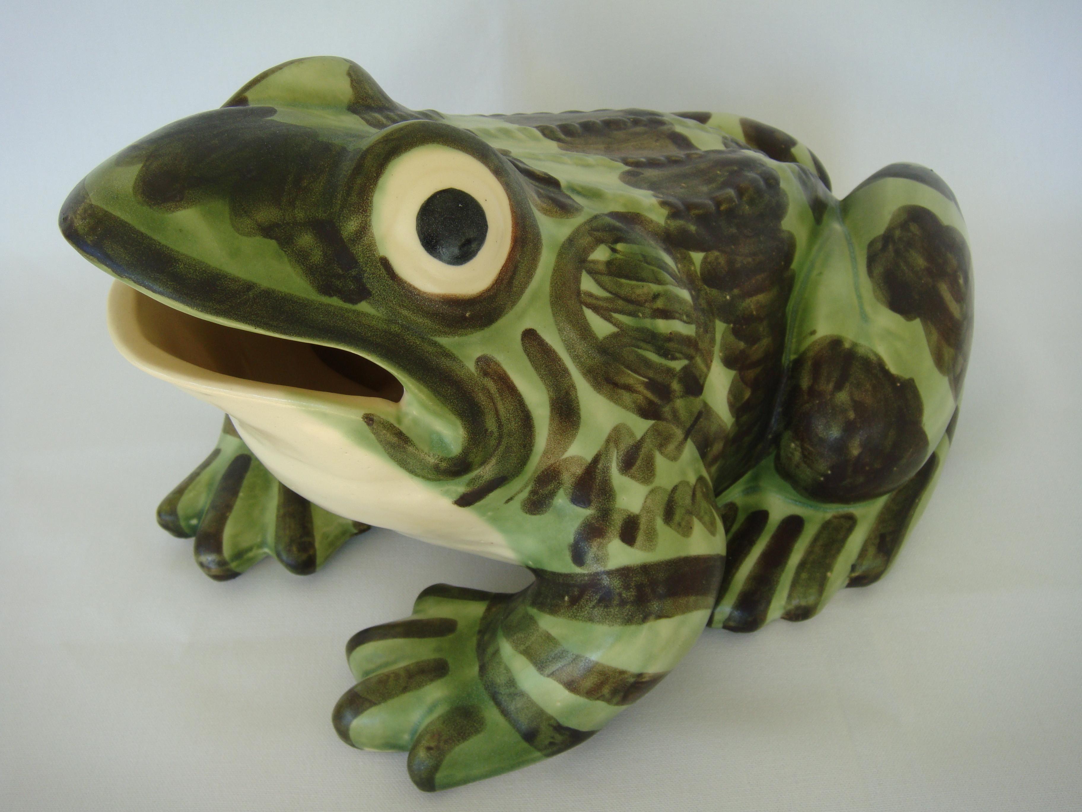 Mid-20th Century Massive Brush McCoy Hand-Painted Ceramic Frog Sculpture