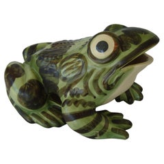 Vintage Massive Brush McCoy Hand-Painted Ceramic Frog Sculpture