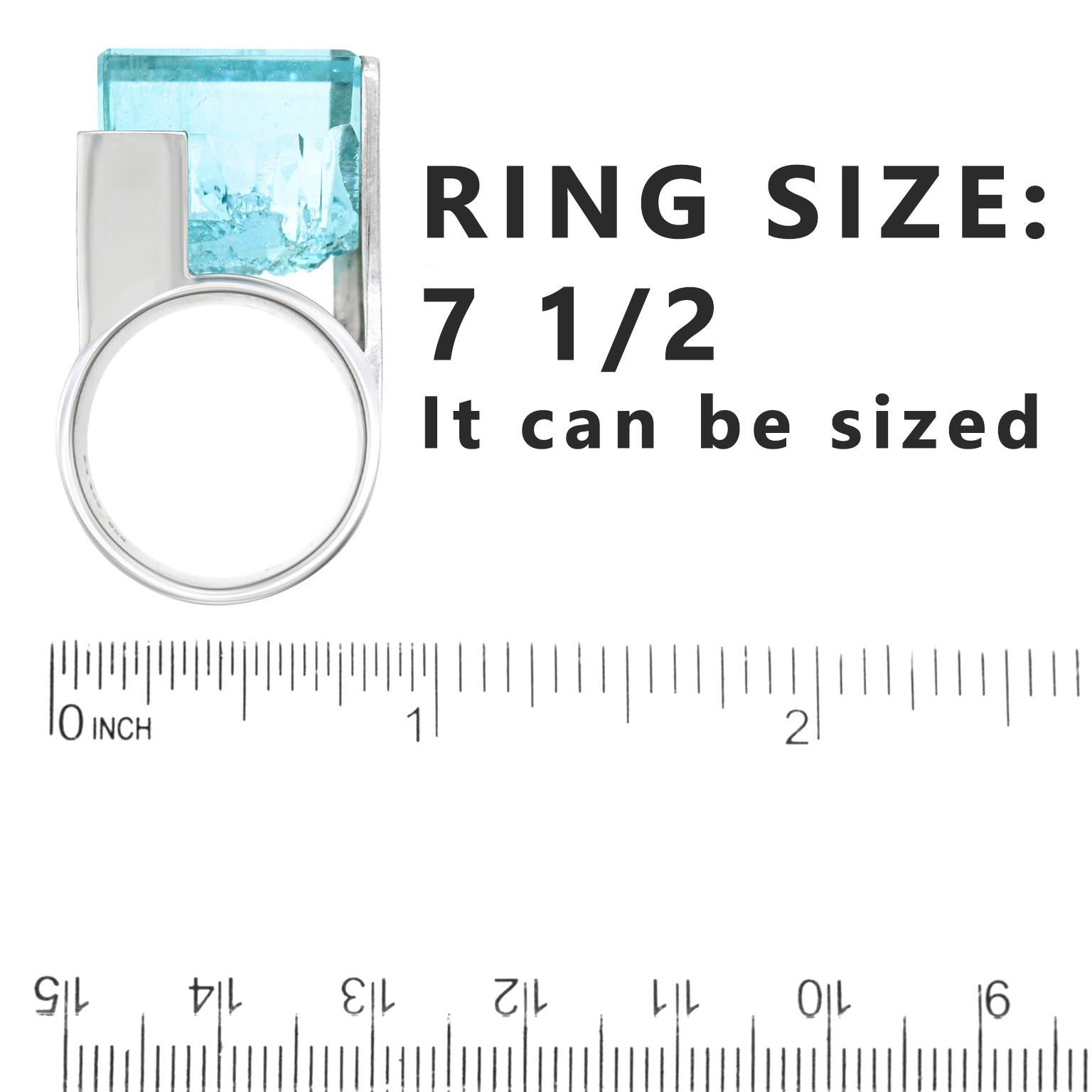 Massive Brutalist Aquamarine Ring For Sale 1