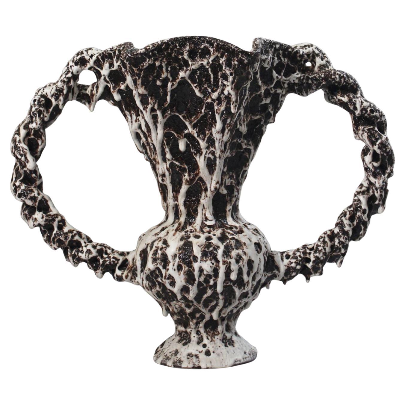 Massive brutalist ceramic vase by Marius Giuge, Vallauris France 1950s