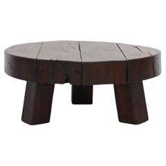 Massive Brutalist Chunky Wood Coffee Table