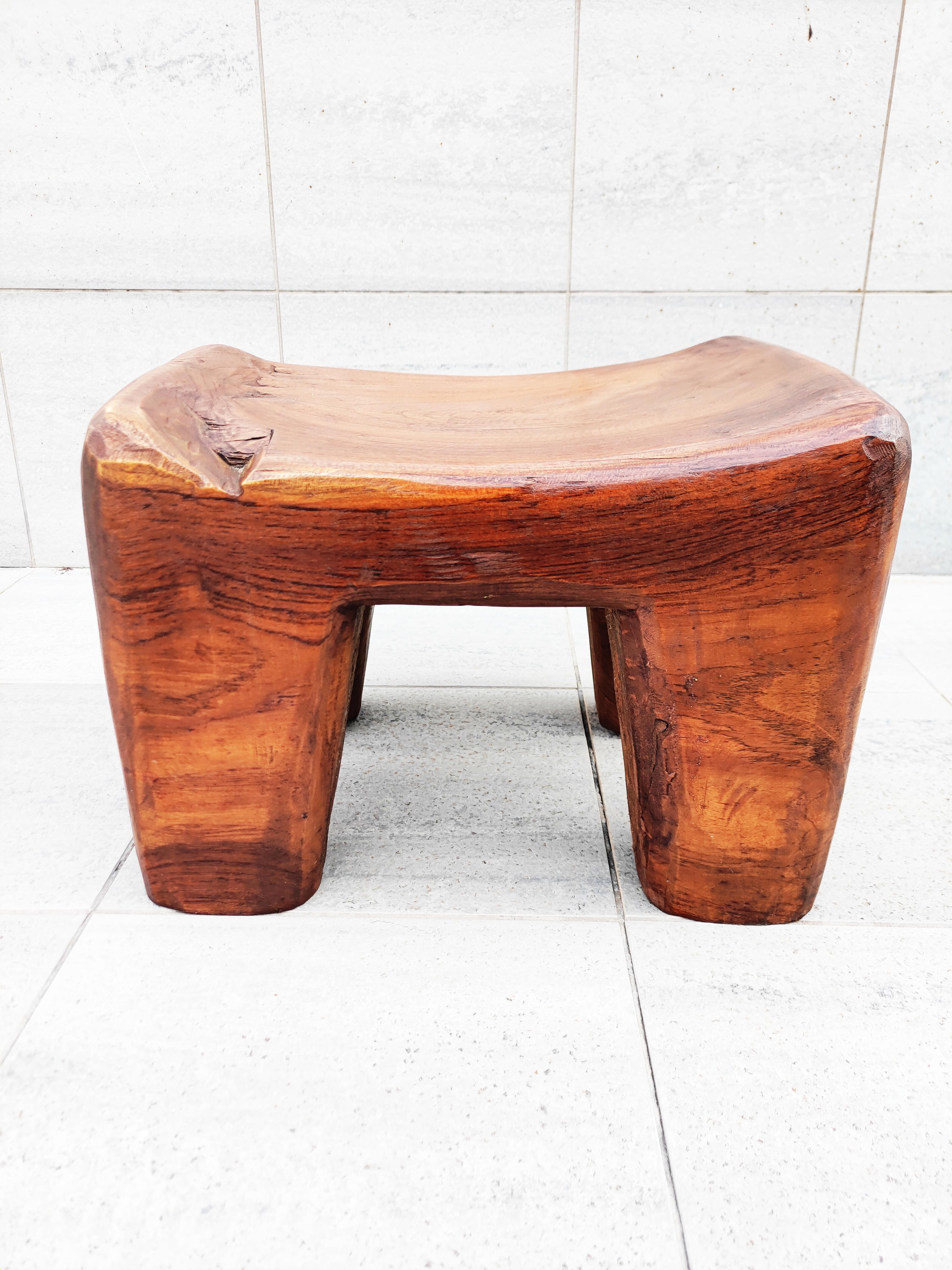 Beautiful and rare massive Brutalist olive wood stool, handmade in Spain in 1960s.
Comfortable and very heavy.
