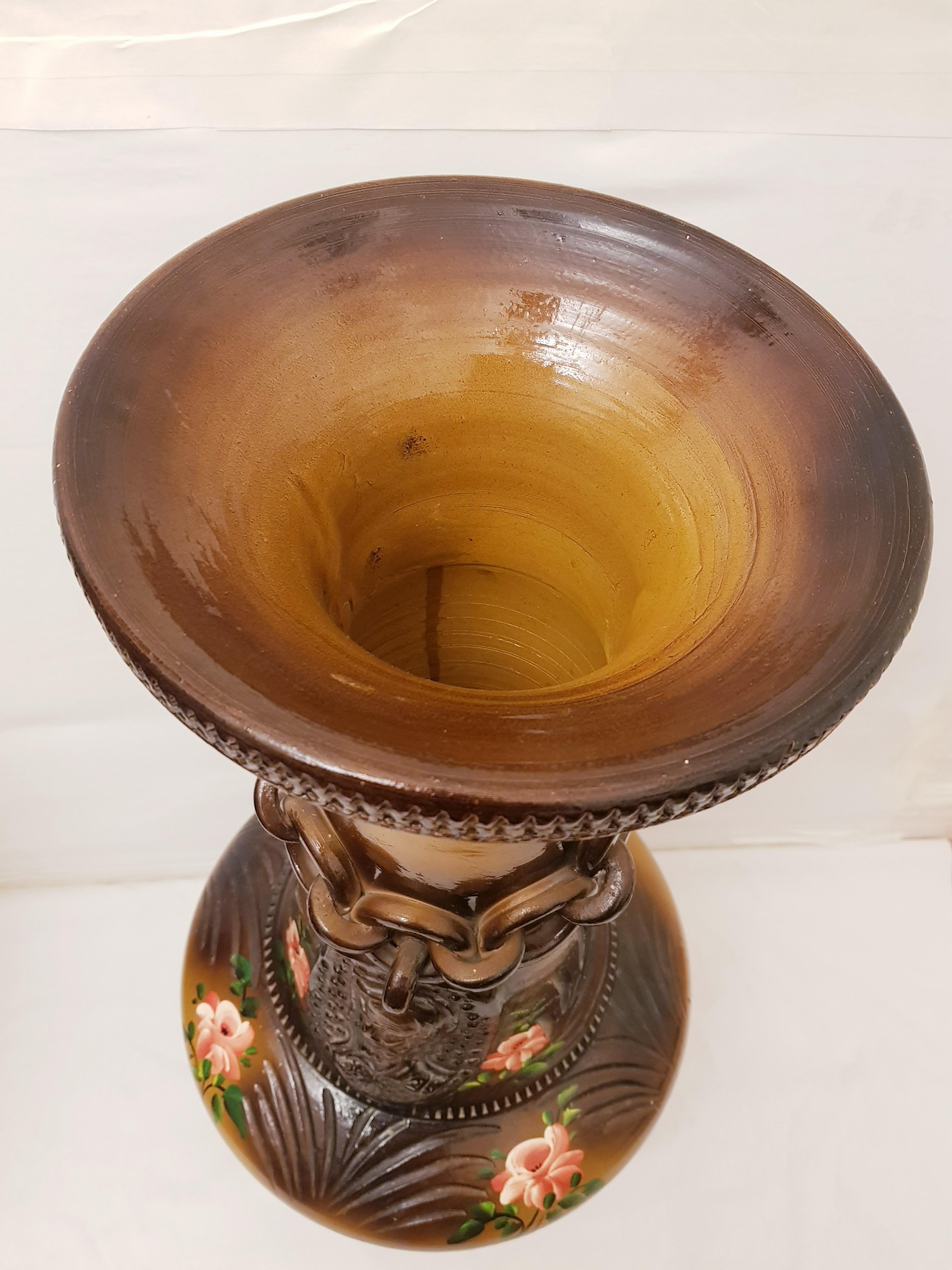 Arts and Crafts Massive Capodimonte Ceramic Floor Vase For Sale