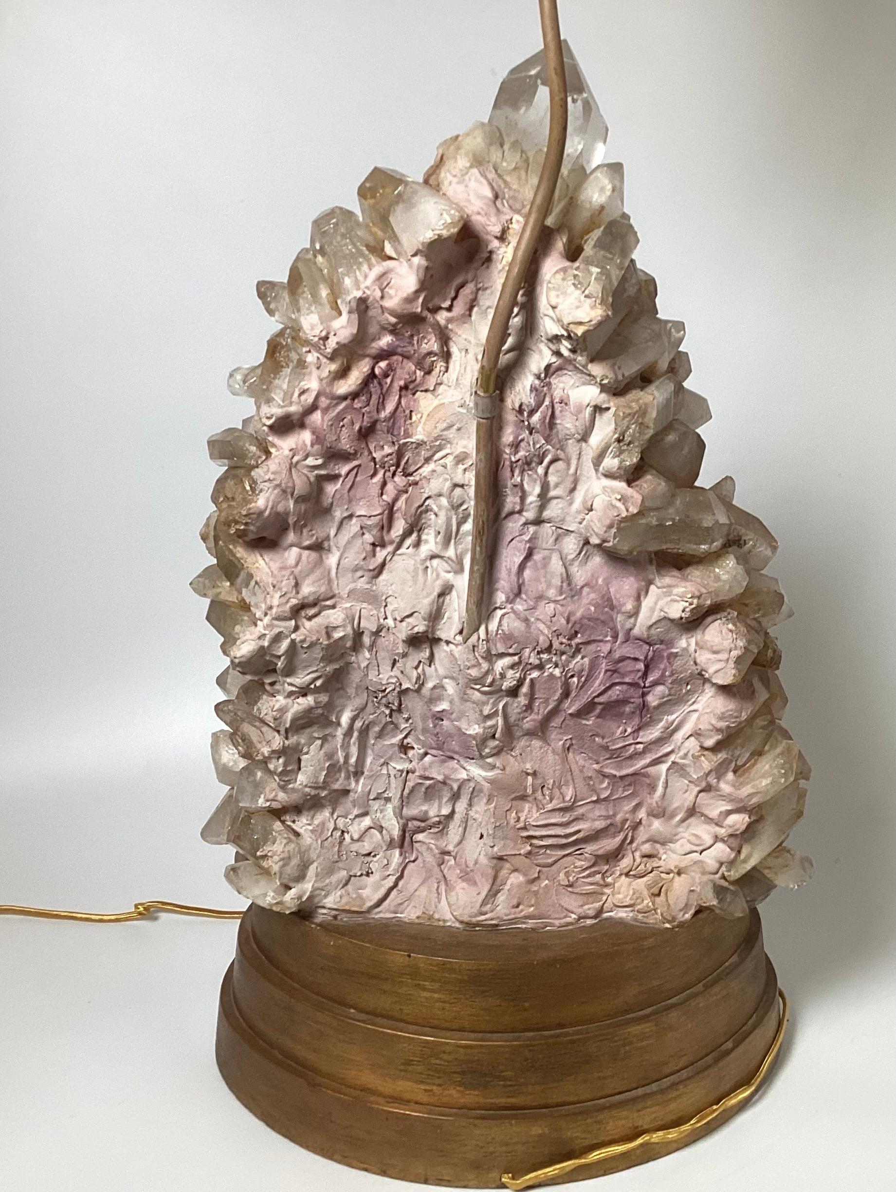 Massive Carole Stupell Natural Rock Crystal Lamp For Sale 8