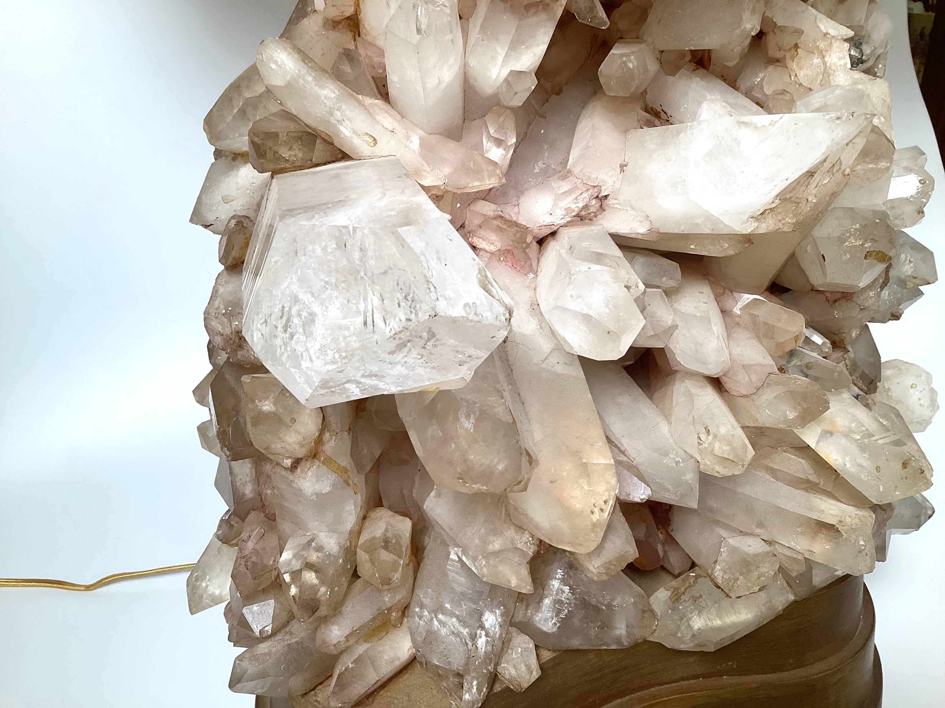 Massive Carole Stupell Natural Rock Crystal Lamp In Good Condition For Sale In Lambertville, NJ