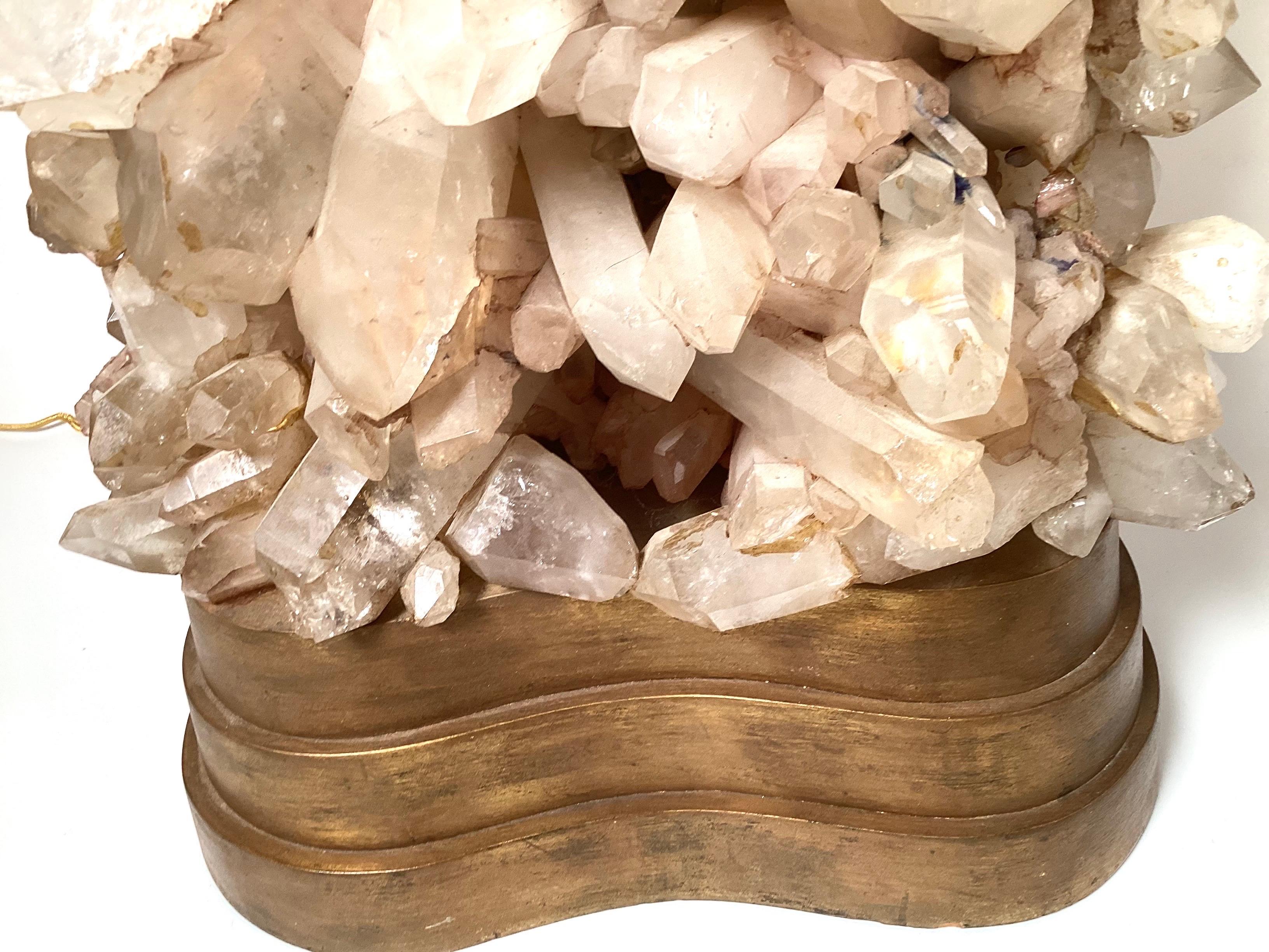 Mid-20th Century Massive Carole Stupell Natural Rock Crystal Lamp For Sale