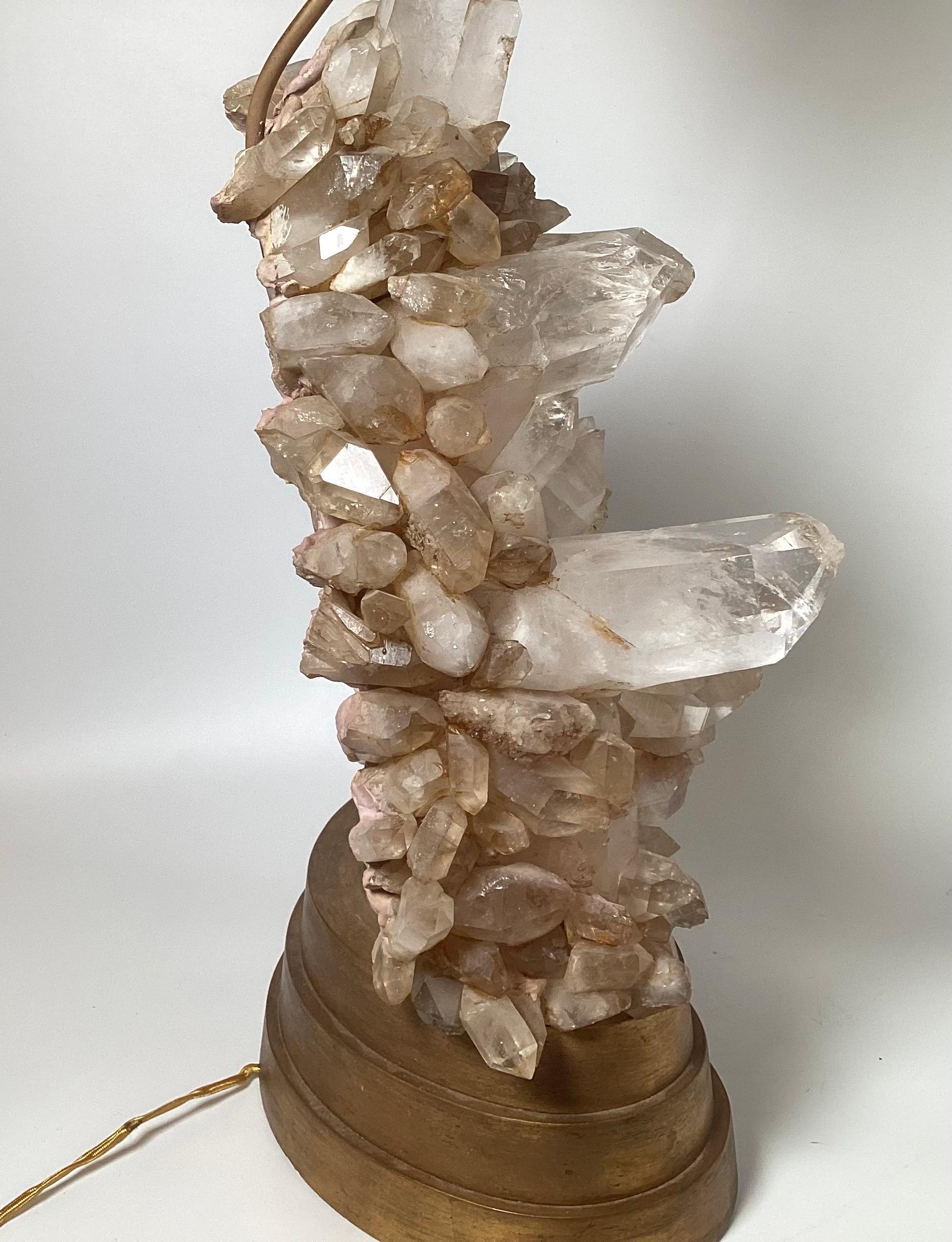 Massive Carole Stupell Natural Rock Crystal Lamp For Sale 1