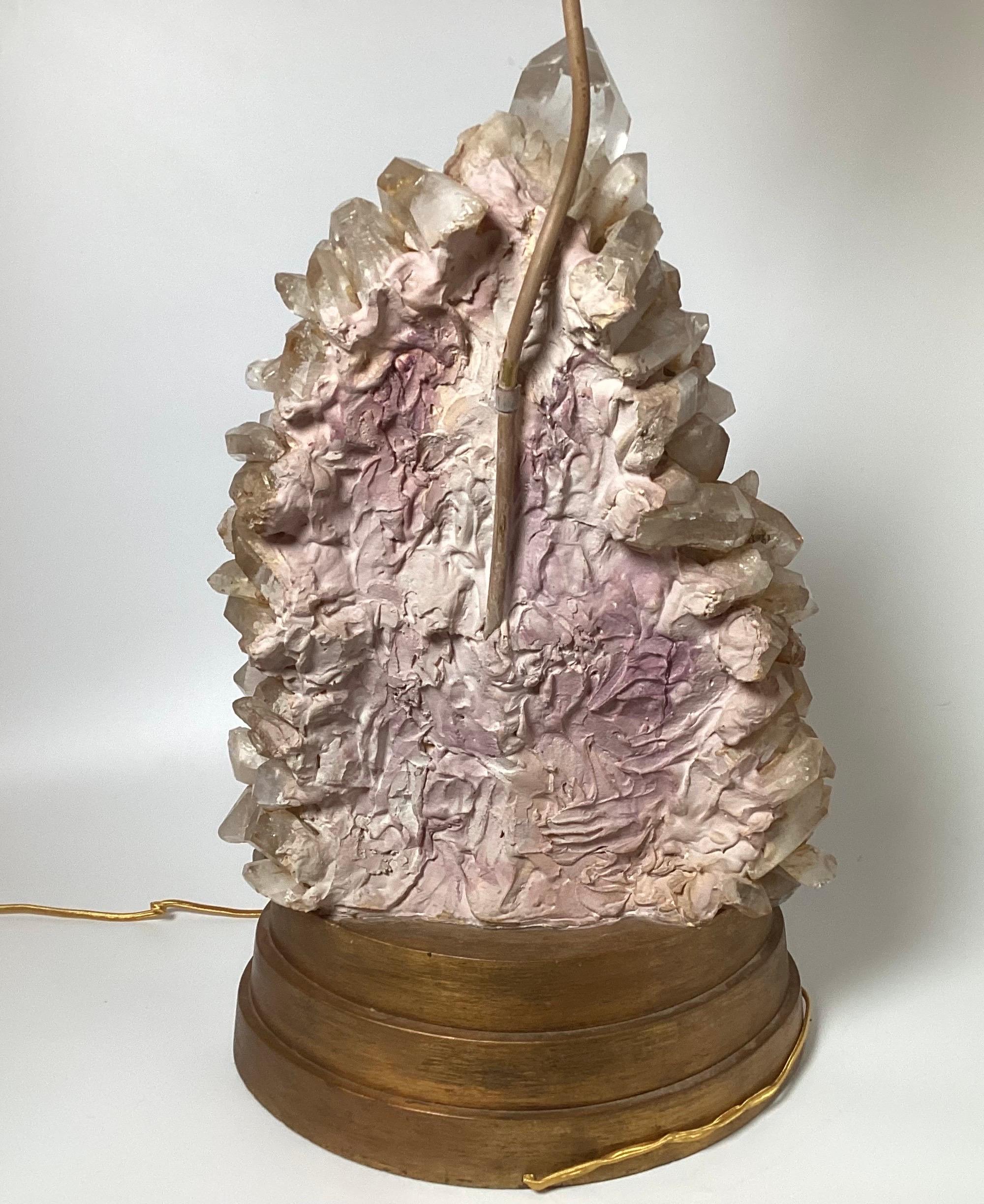 Massive Carole Stupell Natural Rock Crystal Lamp For Sale 2