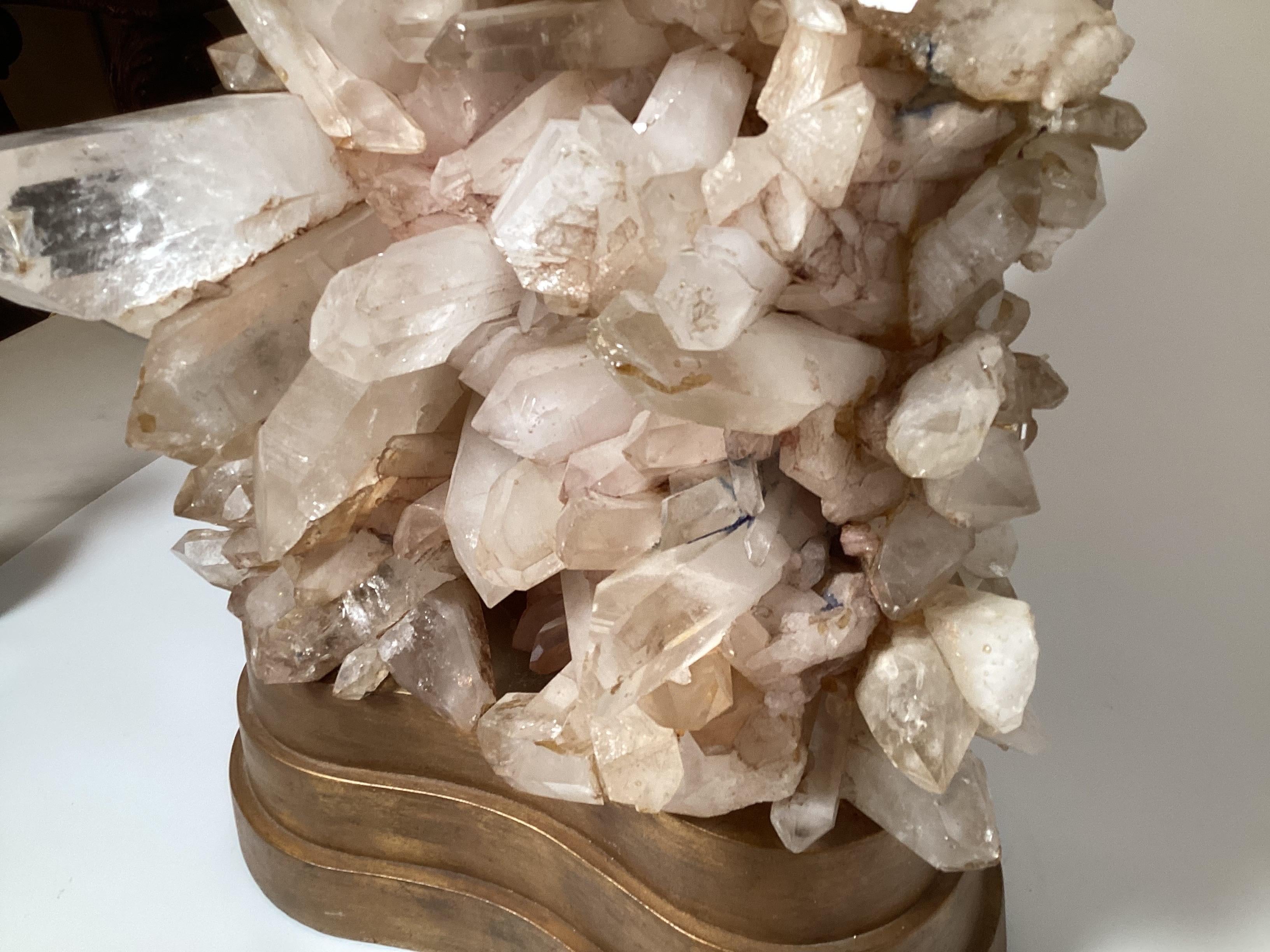 Massive Carole Stupell Natural Rock Crystal Lamp For Sale 3