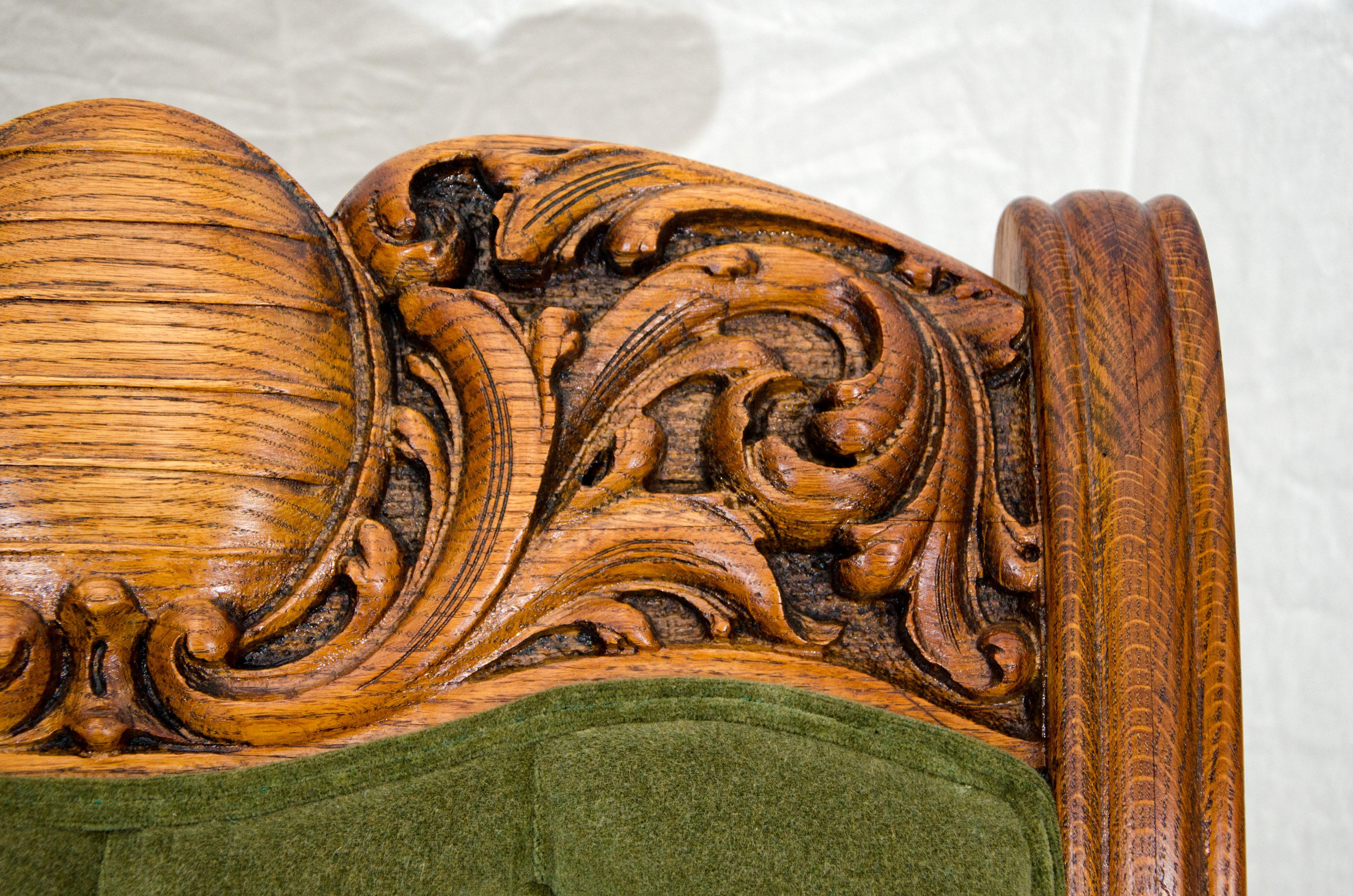 Massive Carved Oak Victorian Armchair / Gentleman's Chair 5