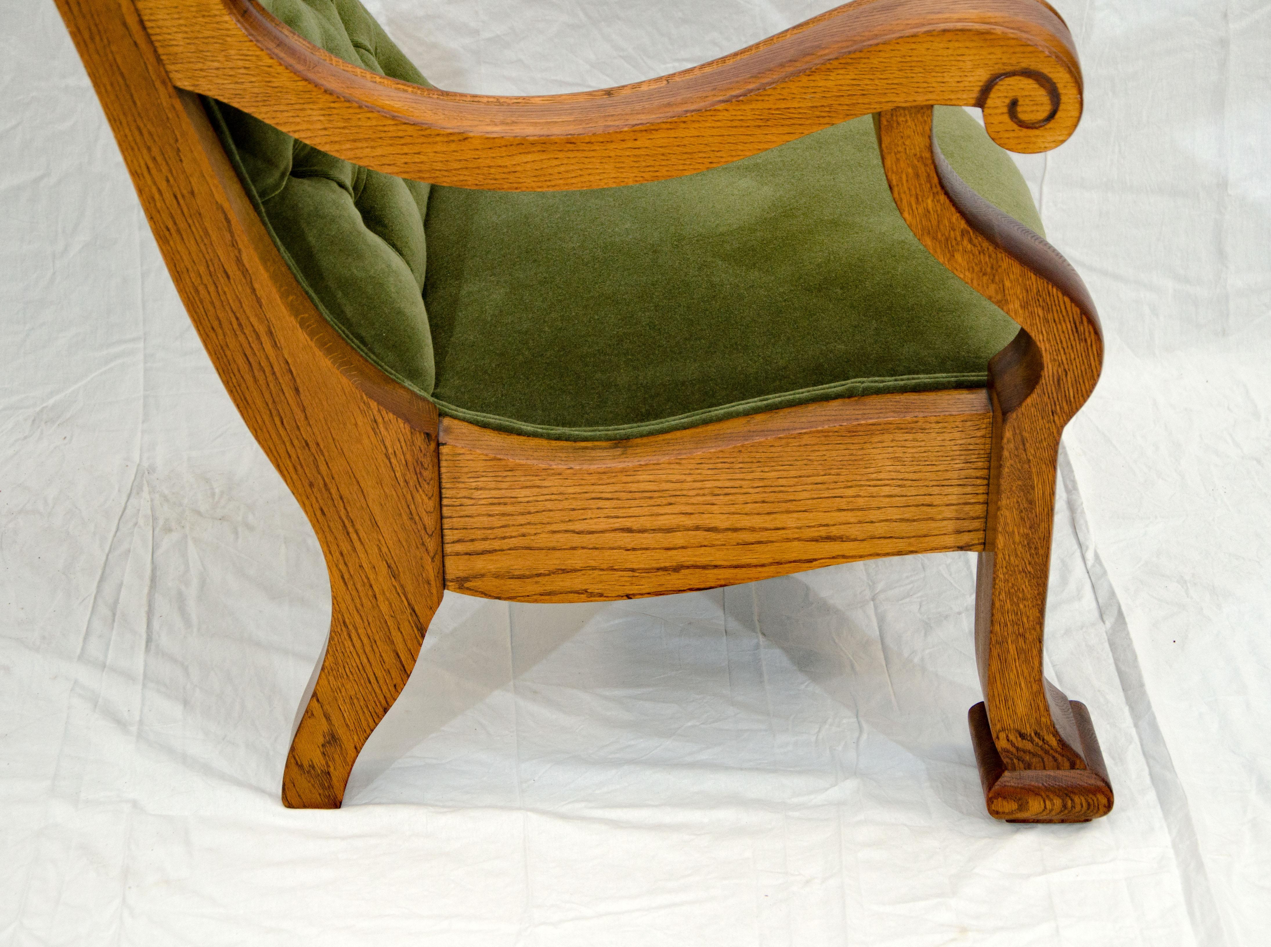 American Massive Carved Oak Victorian Armchair / Gentleman's Chair