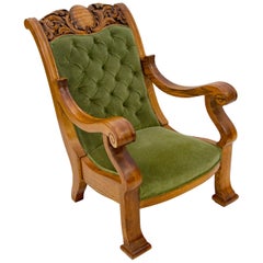 Massive Carved Oak Victorian Armchair / Gentleman's Chair