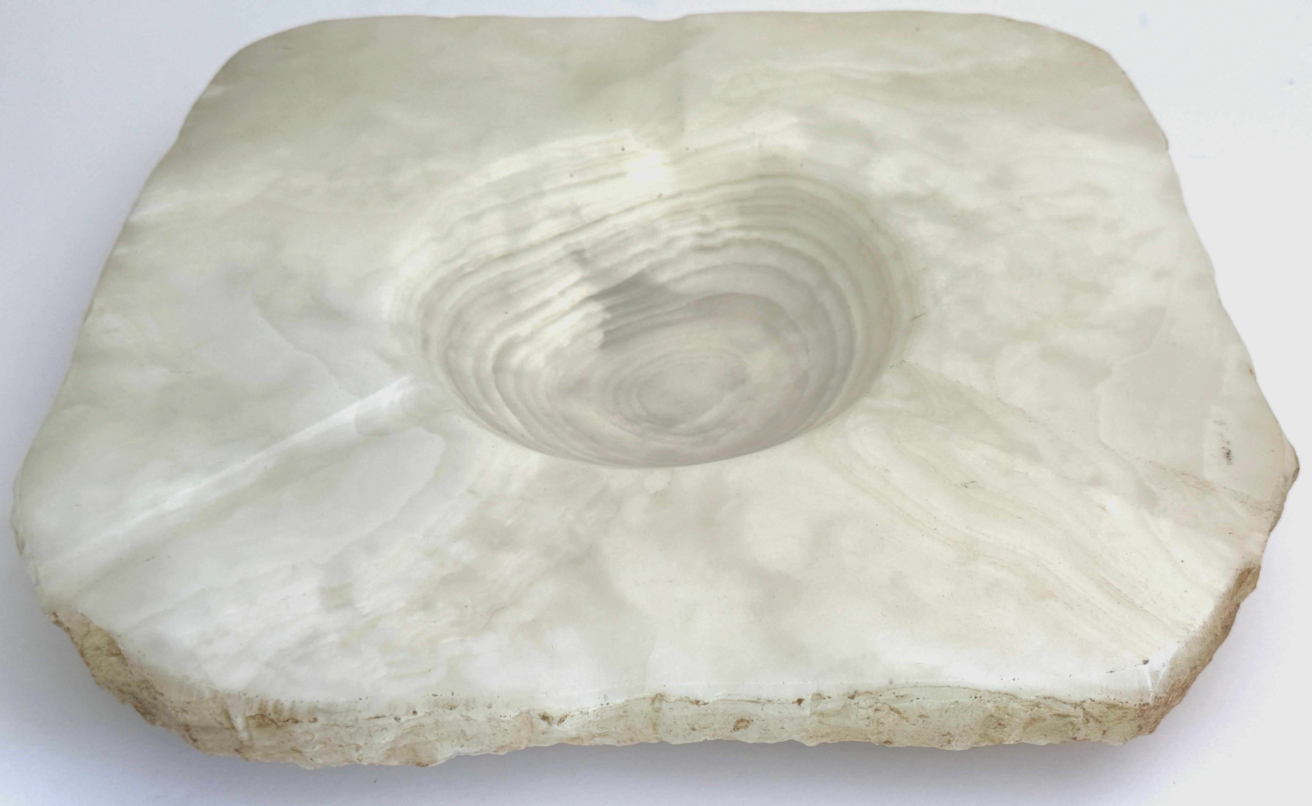 Organic Modern Massive Carved & Polished Rock Crystal / Quartz Live Edge Ashtray, Circa 1960s For Sale