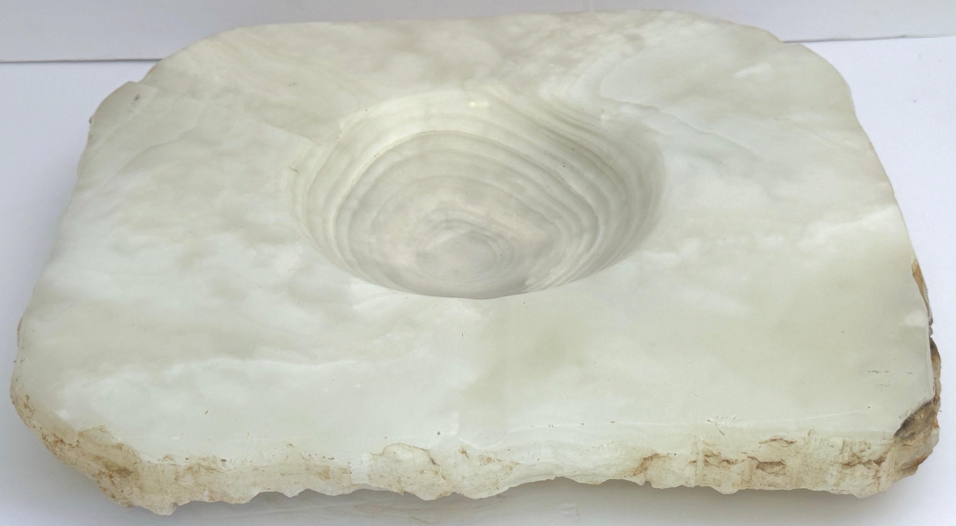 Mid-20th Century Massive Carved & Polished Rock Crystal / Quartz Live Edge Ashtray, Circa 1960s For Sale