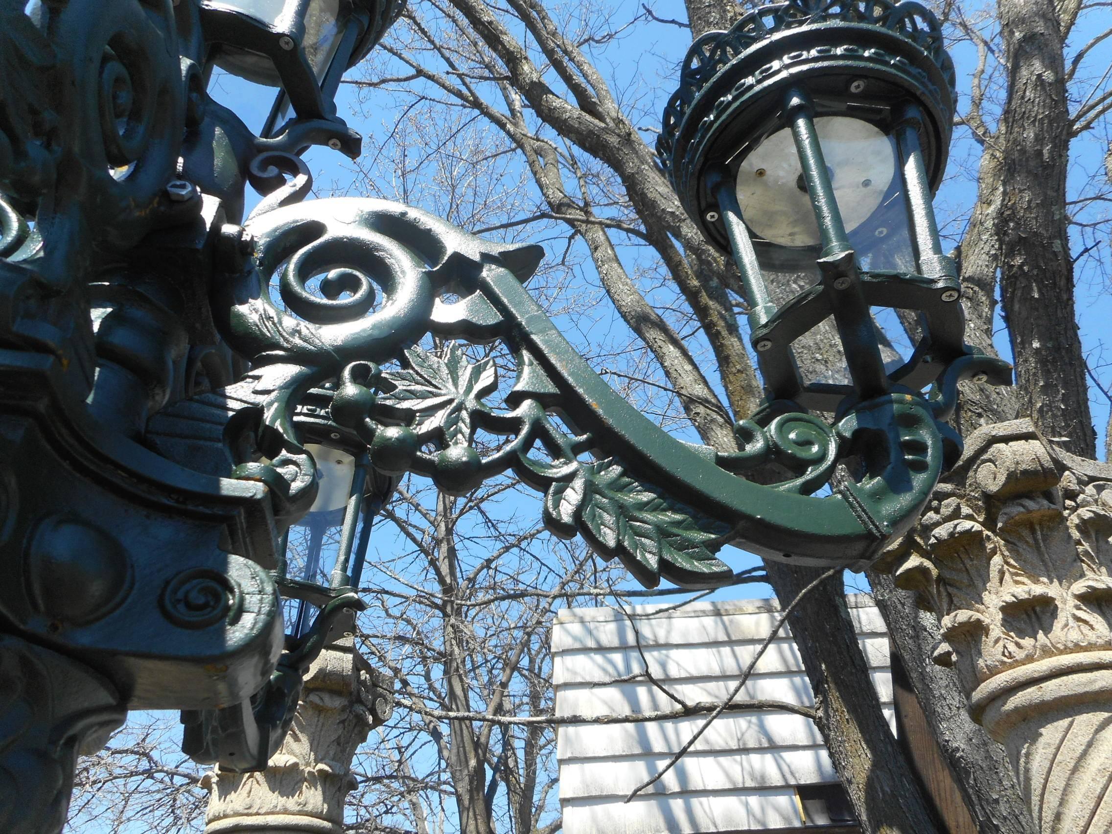 French Provincial Massive Cast Iron Street Lamp with Five Lanterns