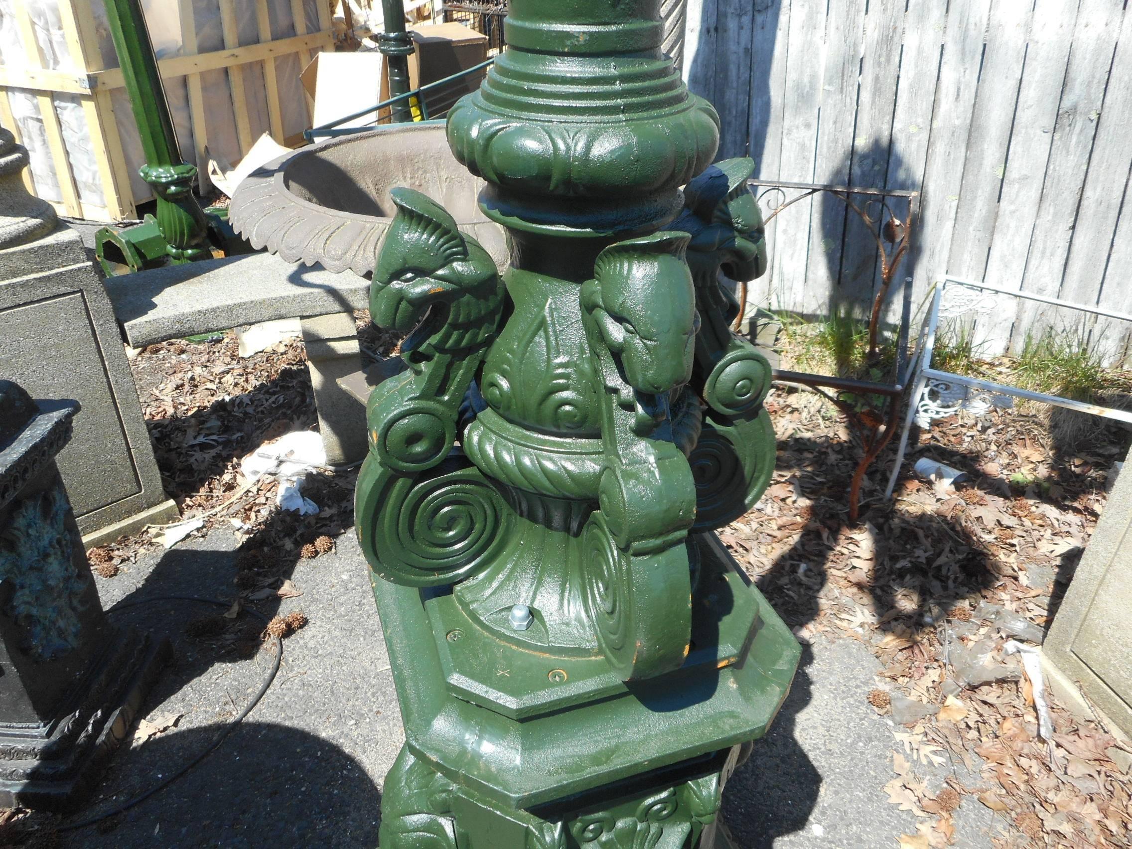Massive Cast Iron Street Lamp with Five Lanterns In Good Condition In Brooklyn, NY