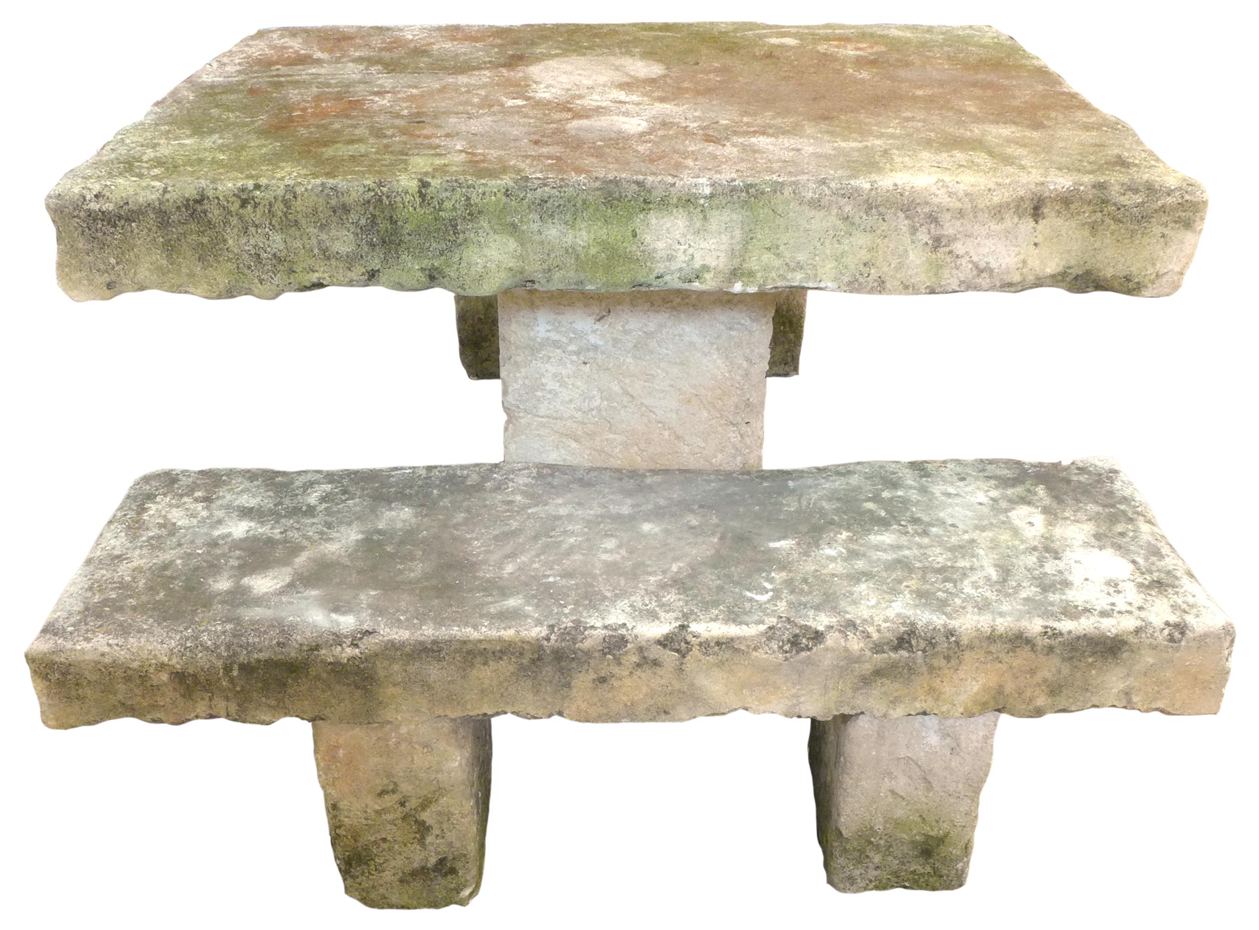 stone table and bench set