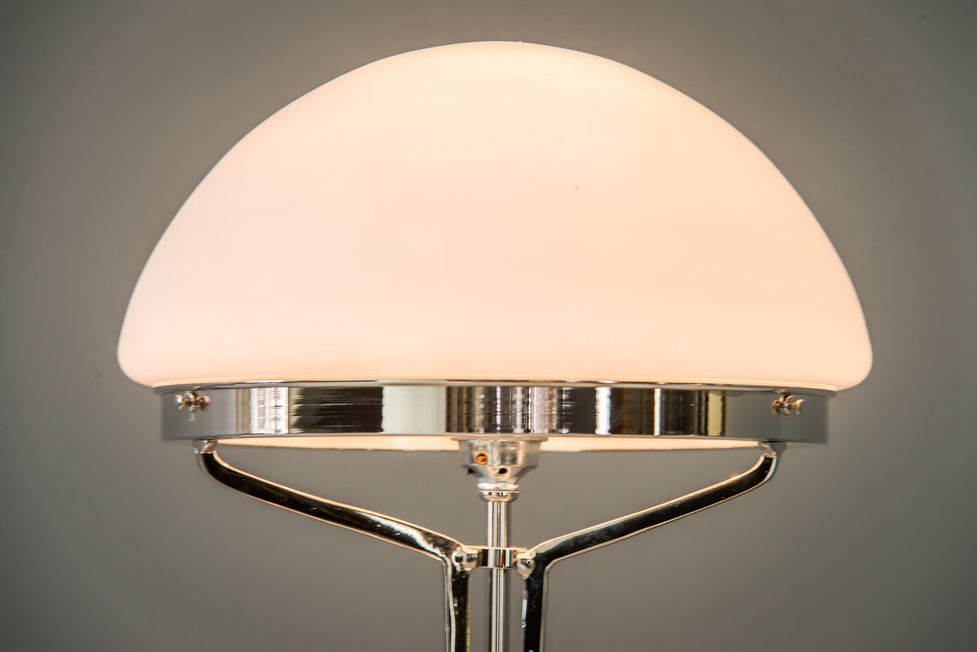 Massive Cast Table Lamp in the Style of Jugendstil, 'Nickel-Plated' 1