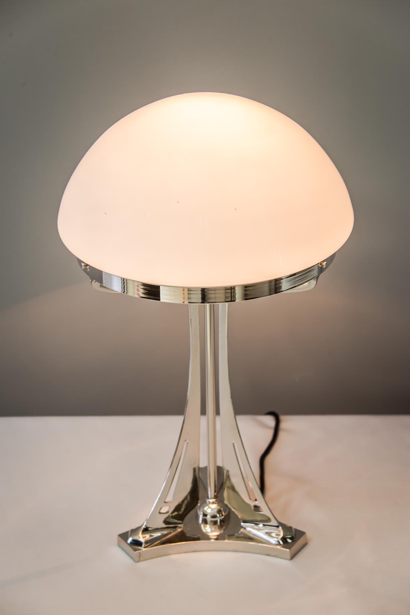 Massive Cast Table Lamp in the Style of Jugendstil, 'Nickel-Plated' 2