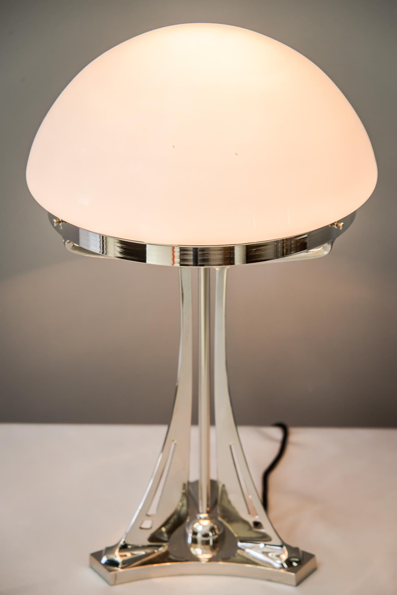 Massive Cast Table Lamp in the Style of Jugendstil, 'Nickel-Plated' 3