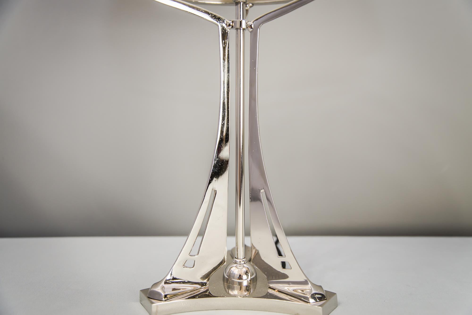 Contemporary Massive Cast Table Lamp in the Style of Jugendstil, 'Nickel-Plated'