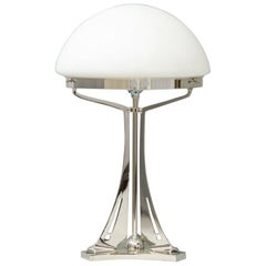 Massive Cast Table Lamp in the Style of Jugendstil, 'Nickel-Plated'