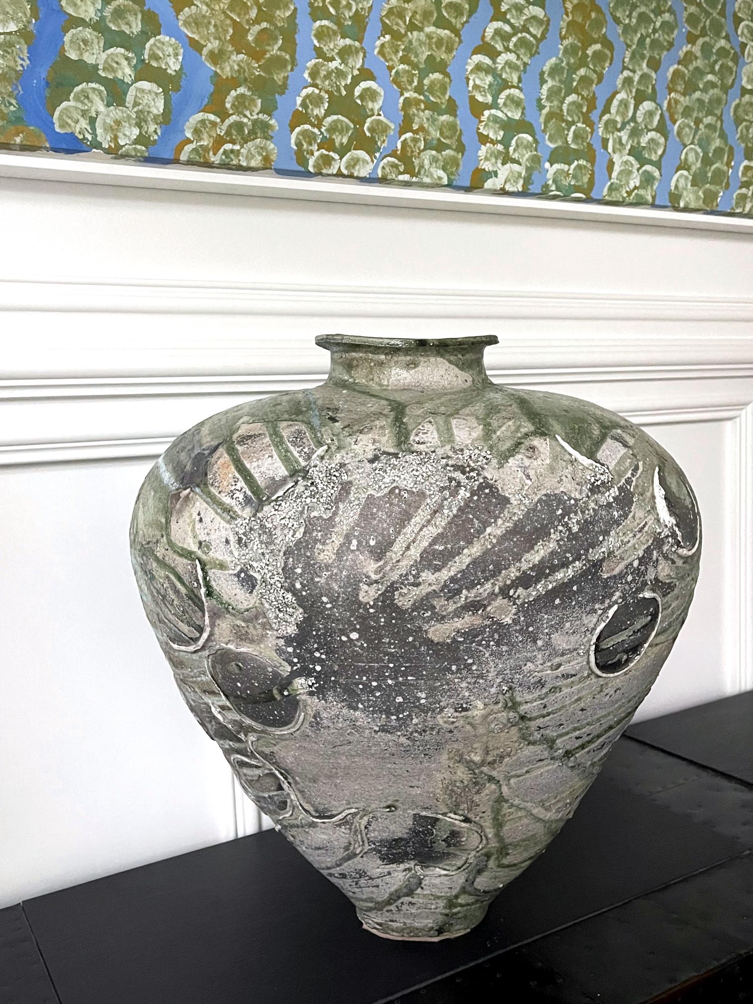 Massive Ceramic Jar Tsubo by Japanese Potter Tsujimura Yui For Sale 1