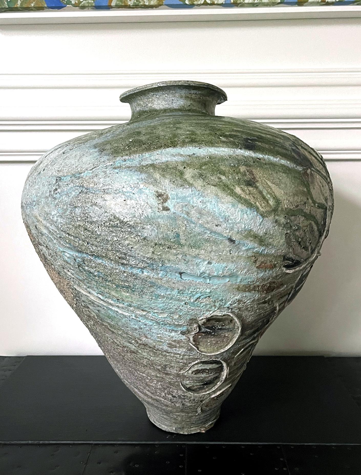 Vernissé Pot en céramique Tsubo massif de la poterie japonaise Tsujimura Yui en vente