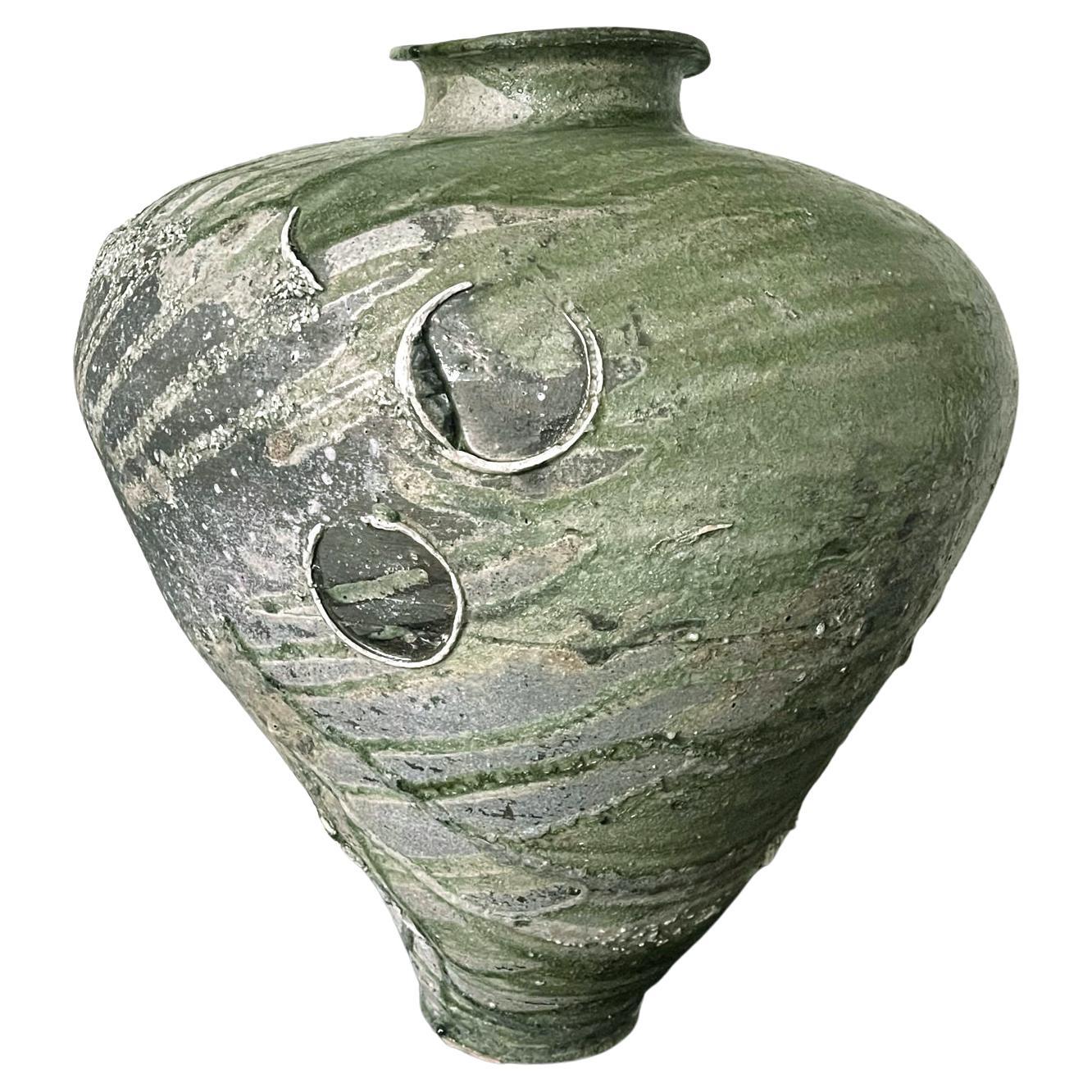 Massives Keramikgefäß Tsubo der japanischen Töpferei Tsujimura Yui