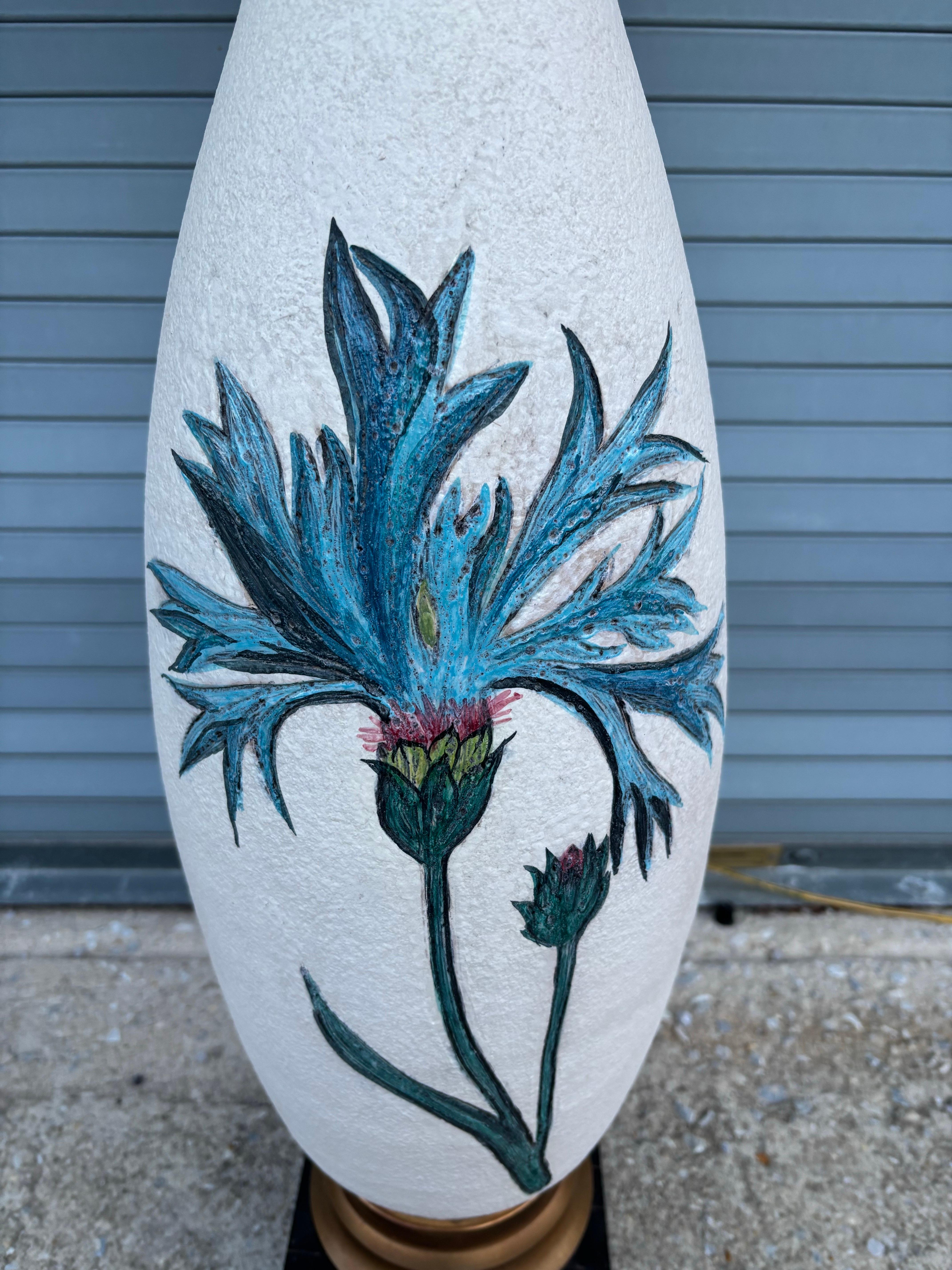 Lampada Marbro in ceramica massiccia con dipinto un cardo in vendita 3