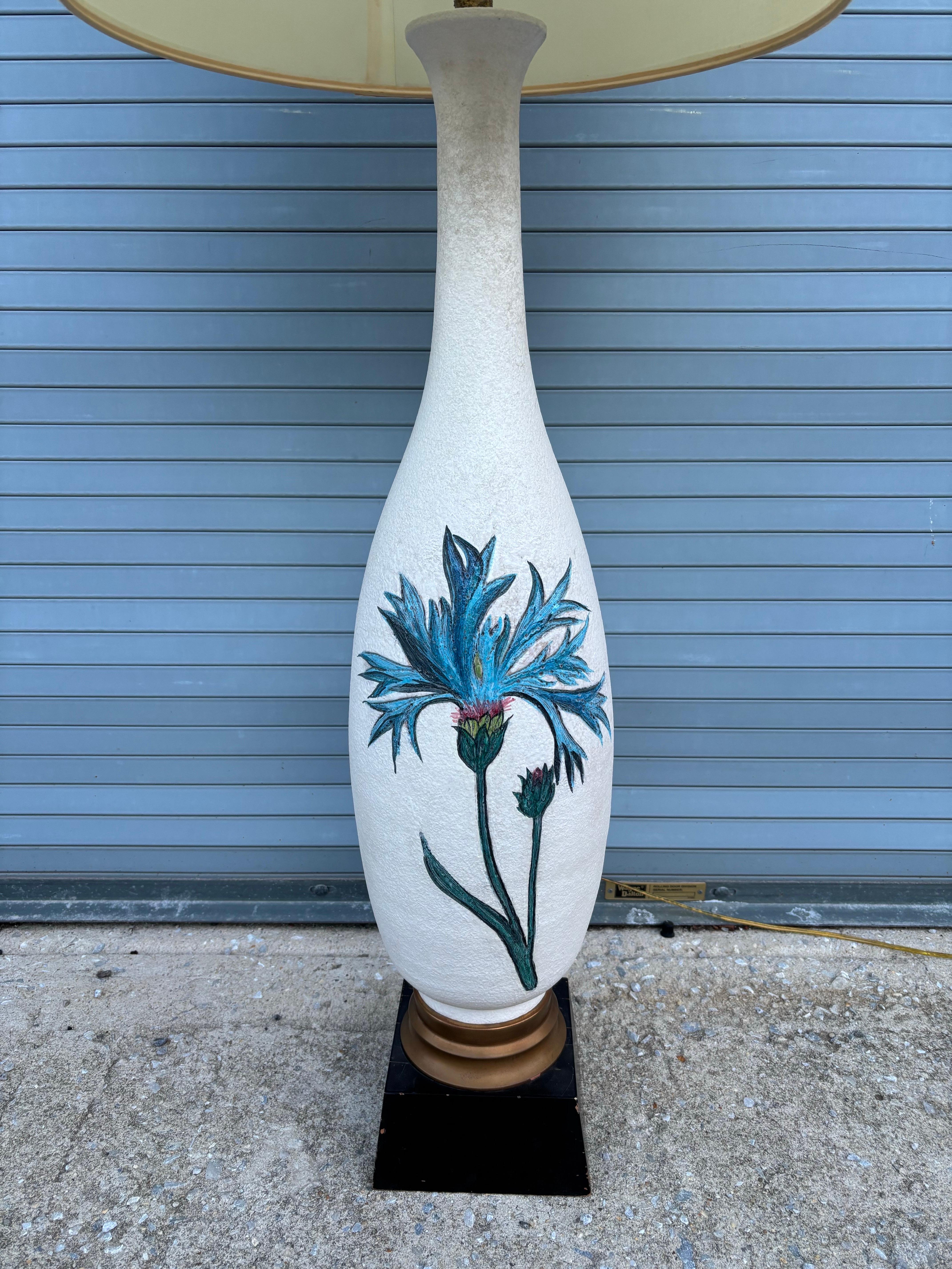 Lampada Marbro in ceramica massiccia con dipinto un cardo in vendita 4