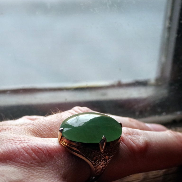Jadeite Jade Ring of Exceedingly Rare Quality, Color and Size Certified