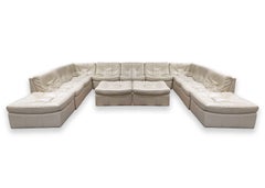 Massive Chateau d'Ax 13 Piece Contemporary Modern Cream Leather Sofa Sectional