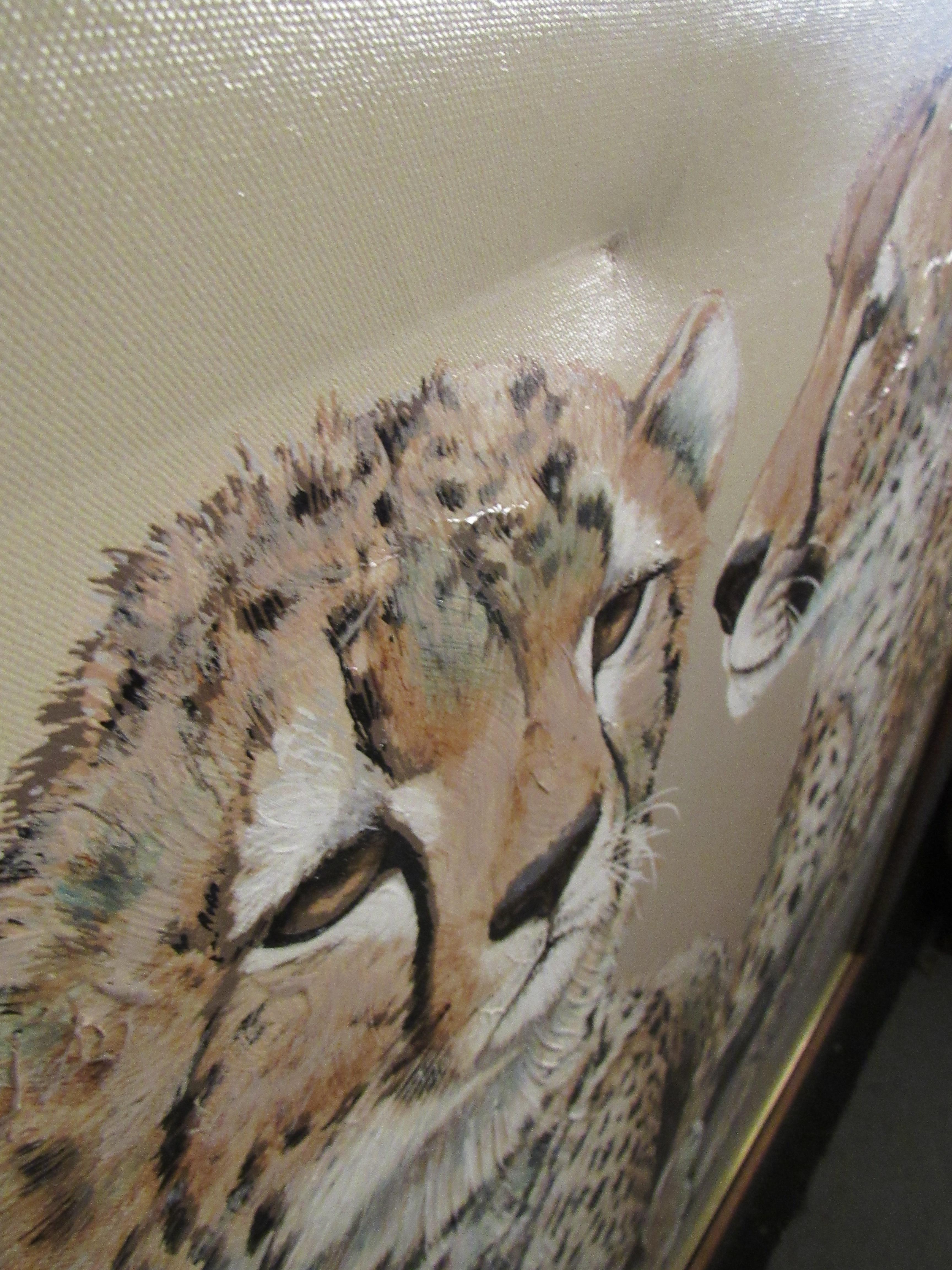 20th Century Massive Cheetah Coalition Oil Painting by Anderson For Sale
