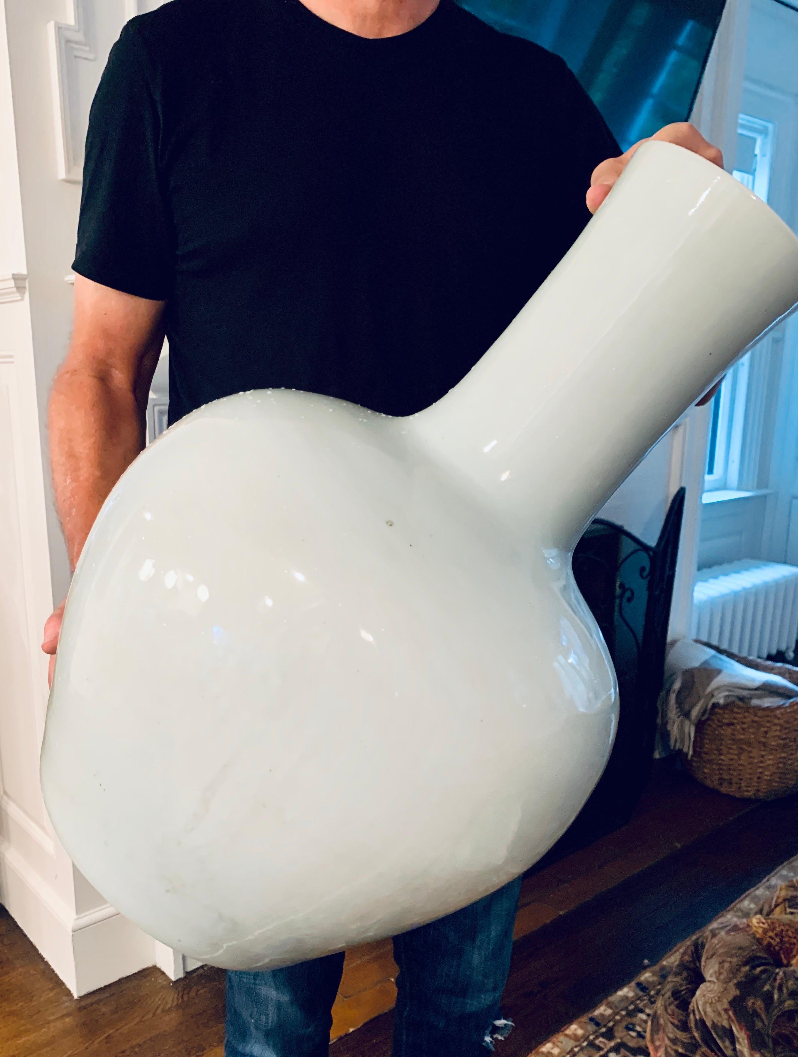 Porcelain Massive Chinese Export Celadon Long Neck Vase