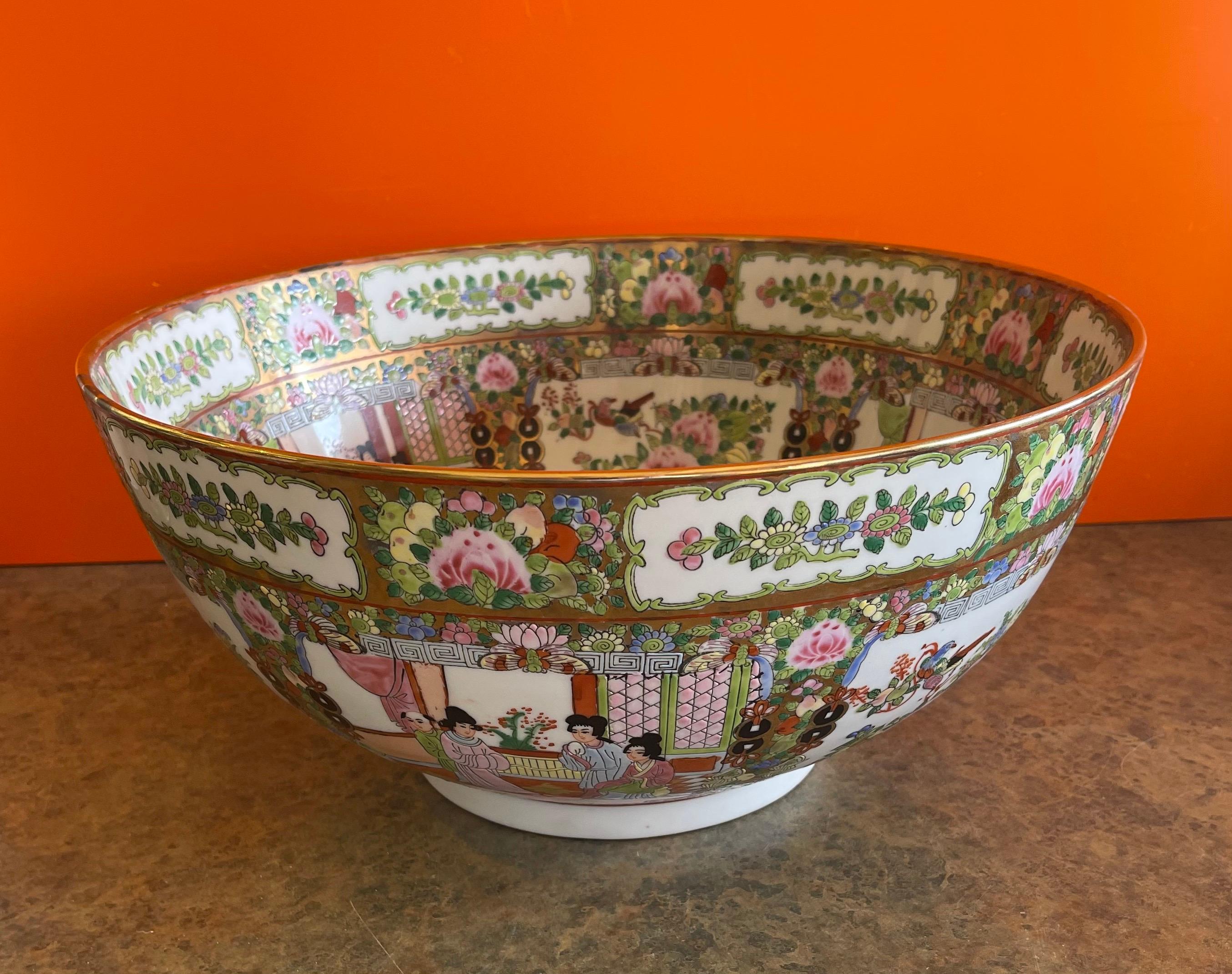 Massive Chinese Export Hand Painted Rose Medallion Porcelain Bowl 5