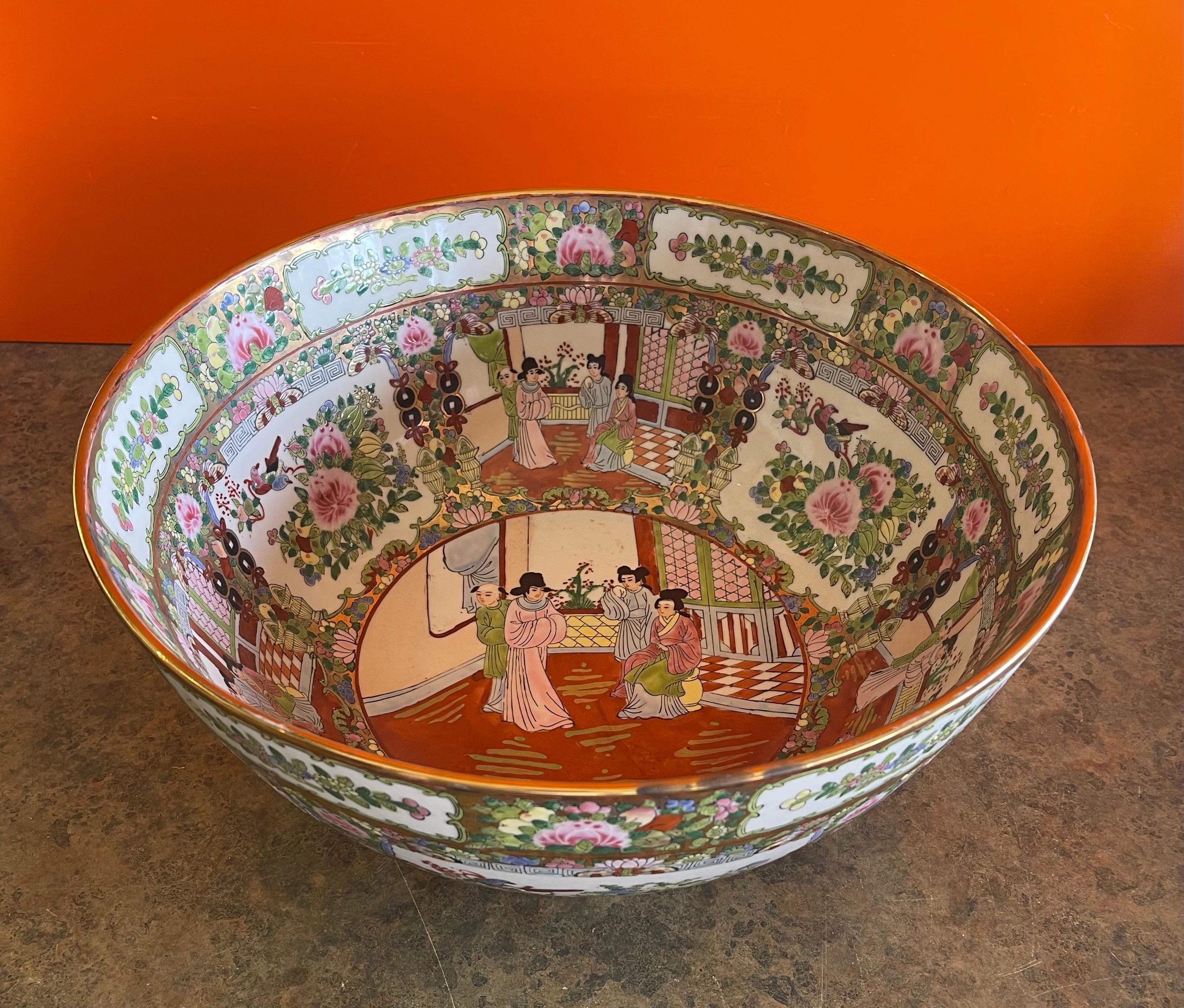 Massive Chinese Export Hand Painted Rose Medallion Porcelain Bowl 2