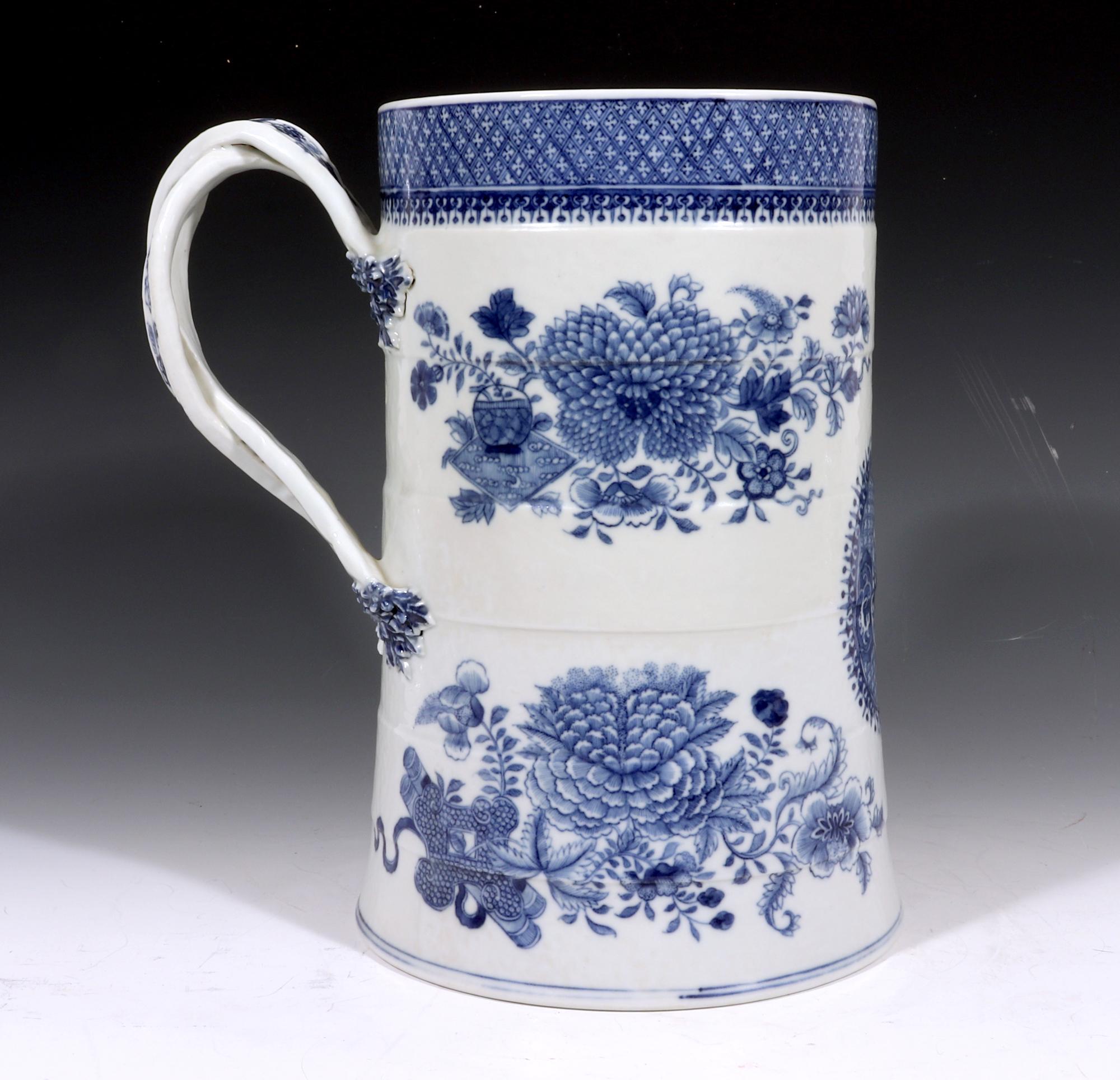 Massive Chinese Export Porcelain Blue & White Fitzhugh Toasting Tankard In Good Condition In Downingtown, PA