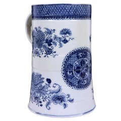 Massive Chinese Export Porcelain Blue & White Fitzhugh Toasting Tankard