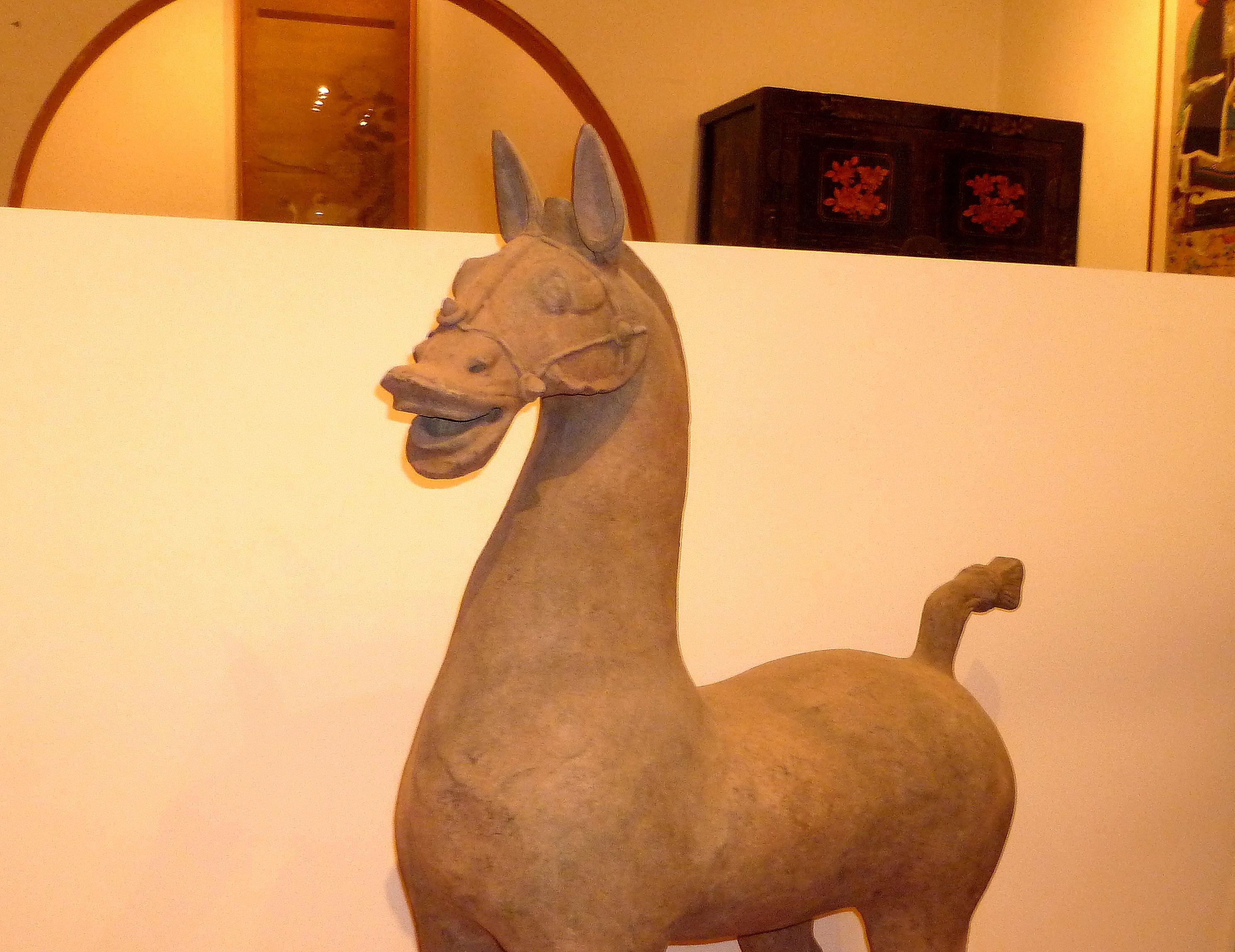 Massive Chinese Han Dynasty Sichuan Terracotta Pottery Horse, Oxford TL Tested In Good Condition For Sale In Greenwich, CT