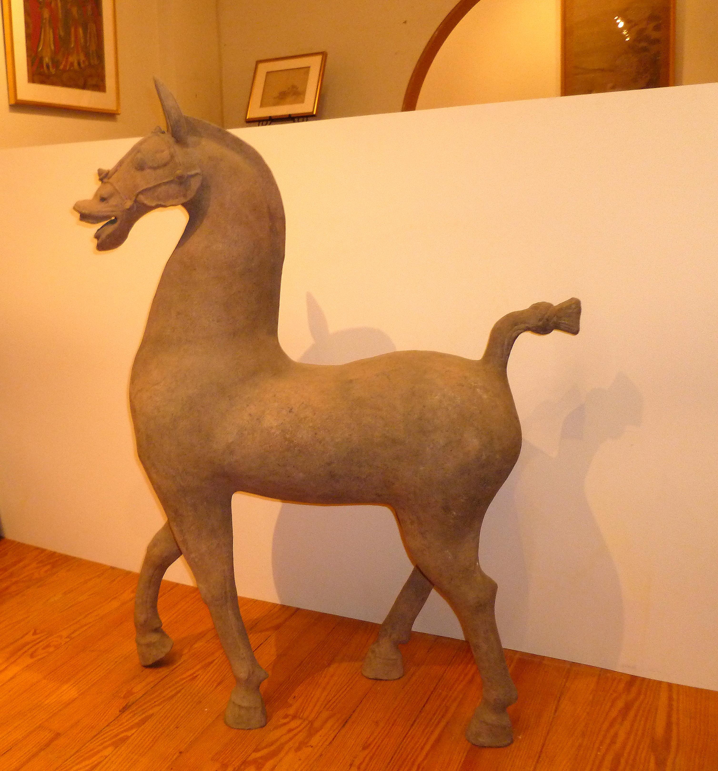 Massive Chinese Han Dynasty Sichuan Terracotta Pottery Horse, Oxford TL Tested For Sale 3