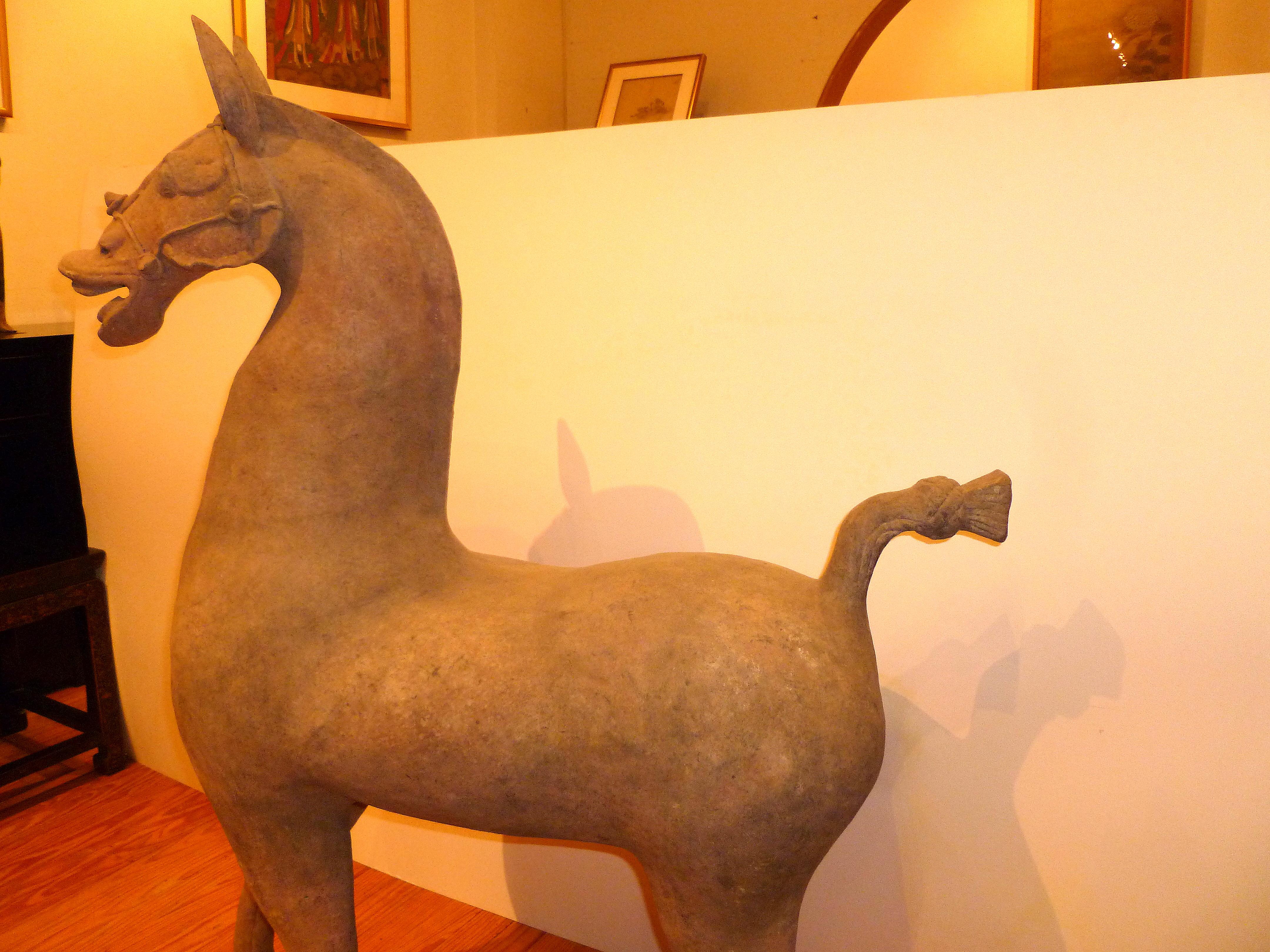 Massive Chinese Han Dynasty Sichuan Terracotta Pottery Horse, Oxford TL Tested For Sale 4