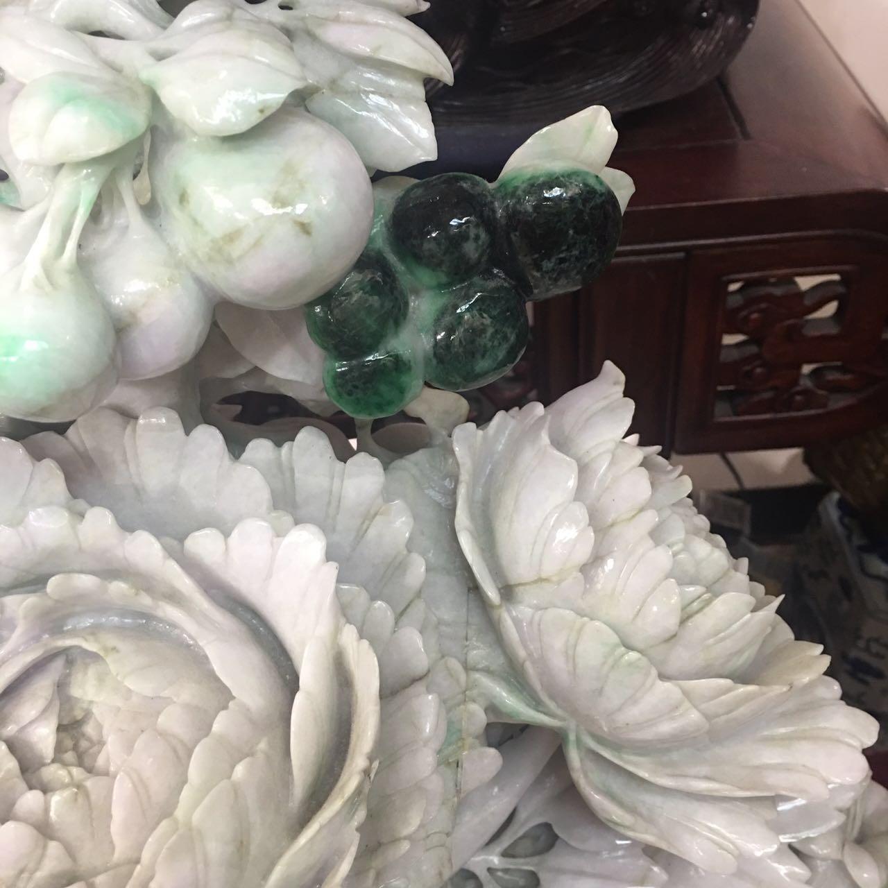 20th Century Massive Chinese jade flower basket carving For Sale