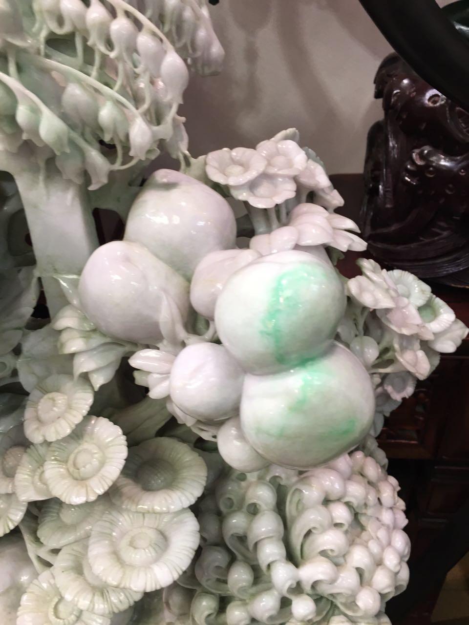 Jade Massive Chinese jade flower basket carving For Sale